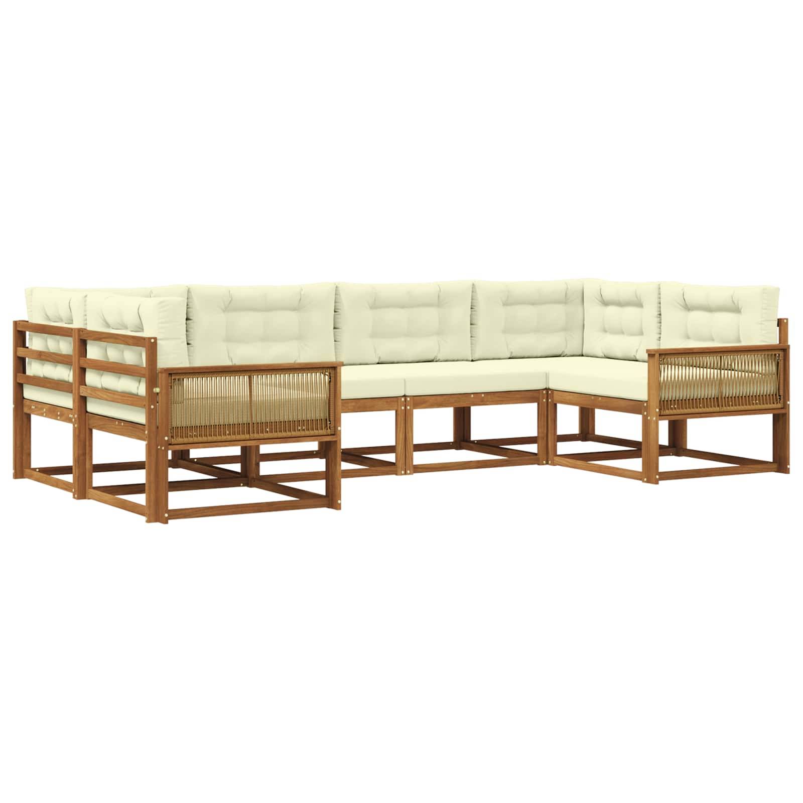vidaXL Outdoor-Sofagarnitur mit Kissen 6 pcs Natur und Creme