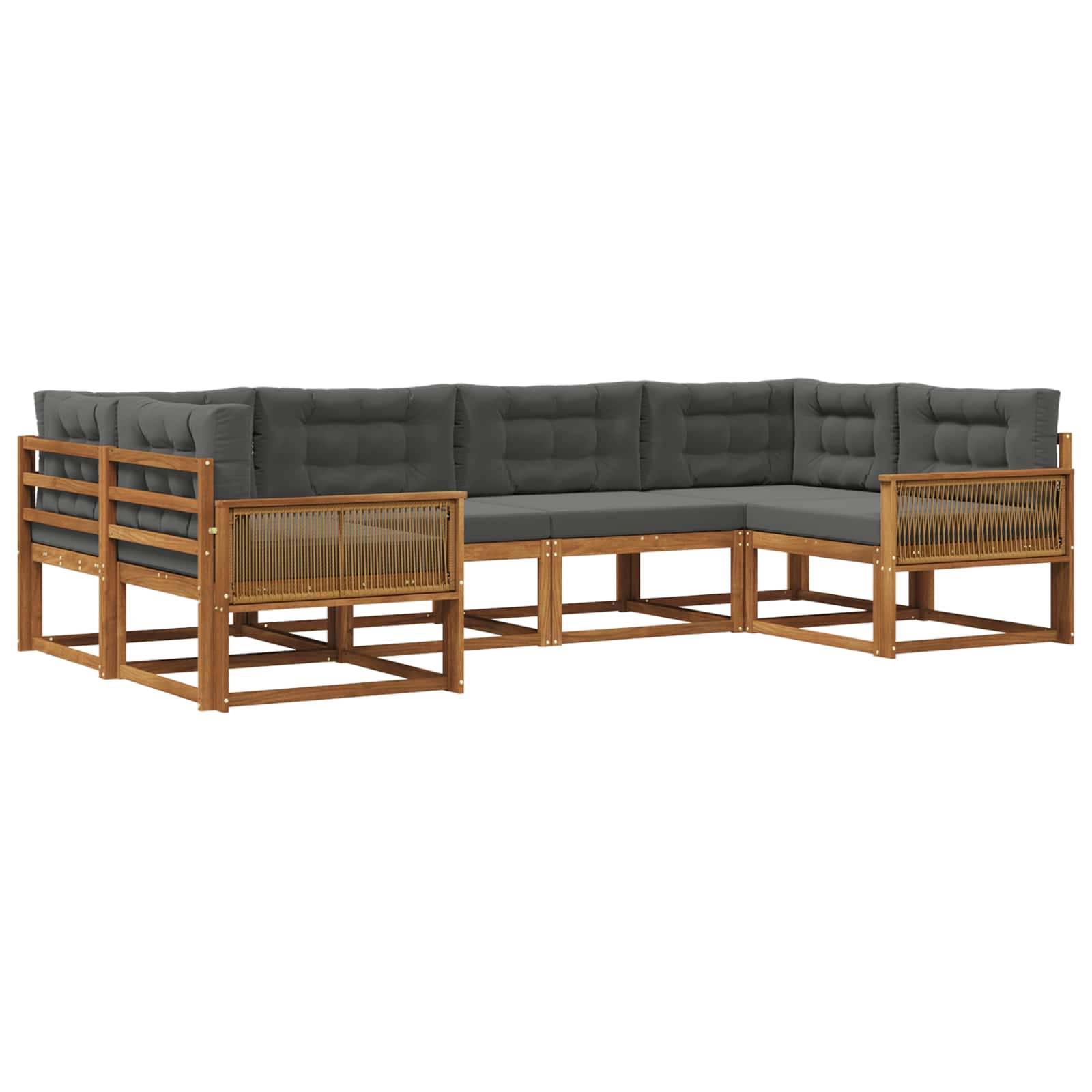 vidaXL Outdoor-Sofagarnitur mit Kissen 6 pcs Natur und Anthrazit