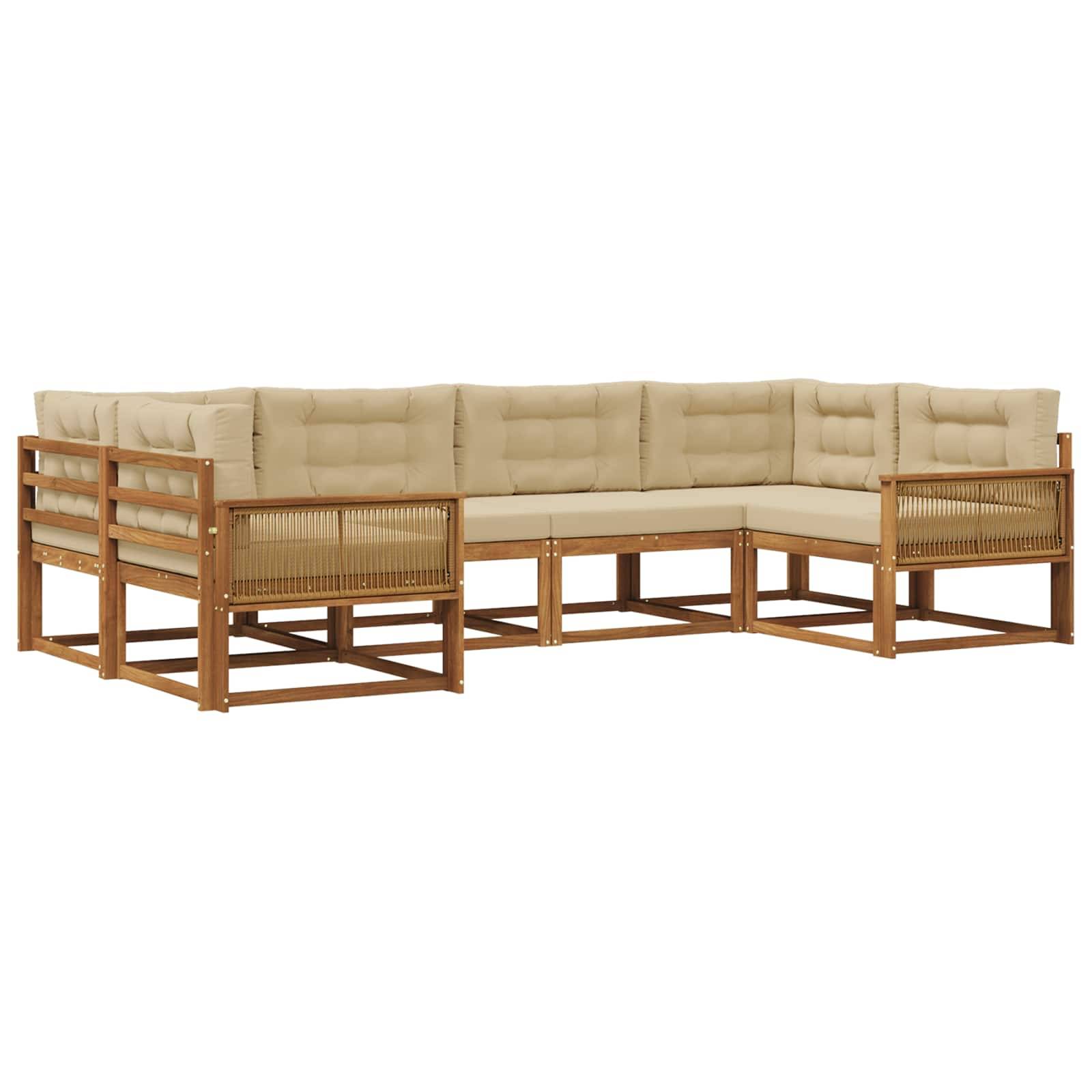 vidaXL Outdoor-Sofagarnitur mit Kissen 6 pcs Natur und Beige