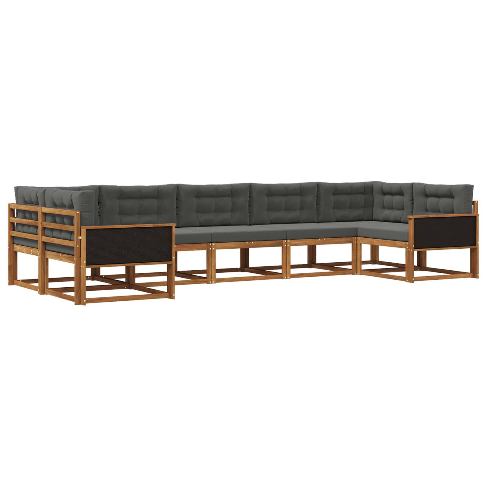 vidaXL Outdoor-Sofagarnitur mit Kissen 7 pcs Natur und Anthrazit
