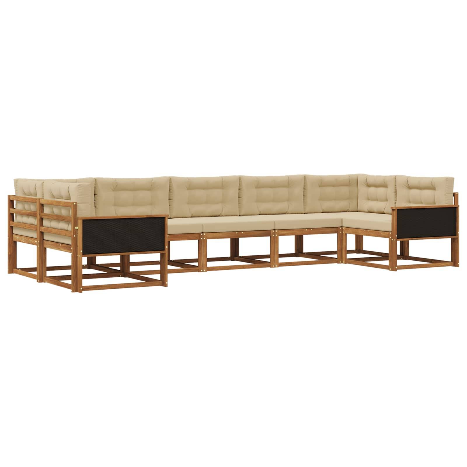 vidaXL Outdoor-Sofagarnitur mit Kissen 7 pcs Natur und Beige