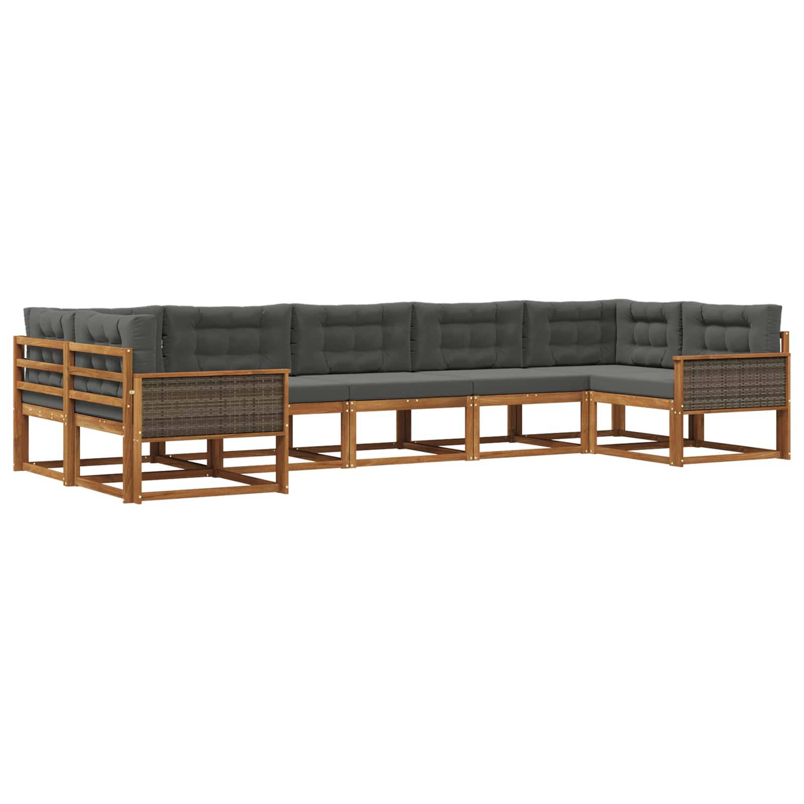 vidaXL Outdoor-Sofagarnitur mit Kissen 7 pcs Natur und Anthrazit