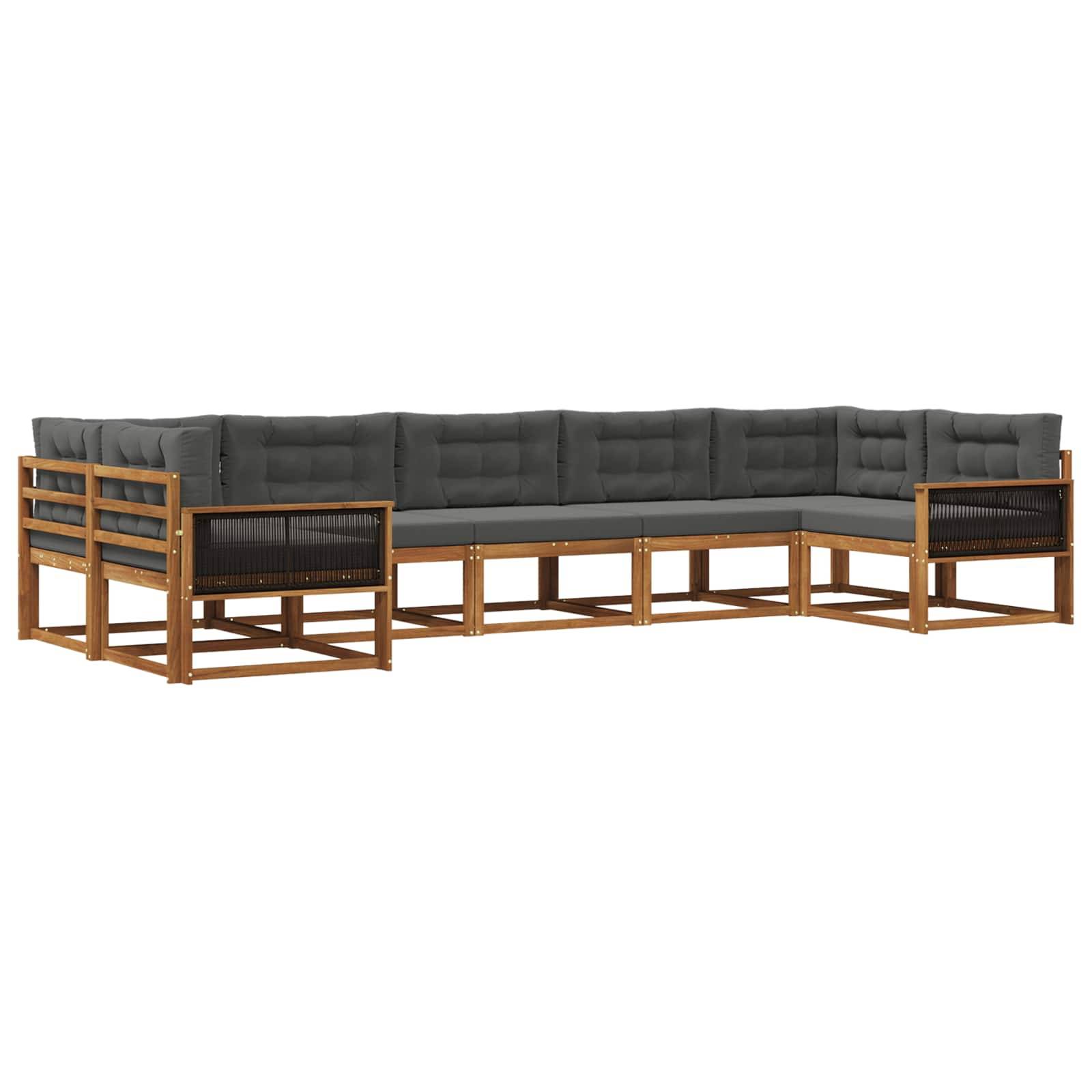 vidaXL Outdoor-Sofagarnitur mit Kissen 7 pcs Natur und Anthrazit