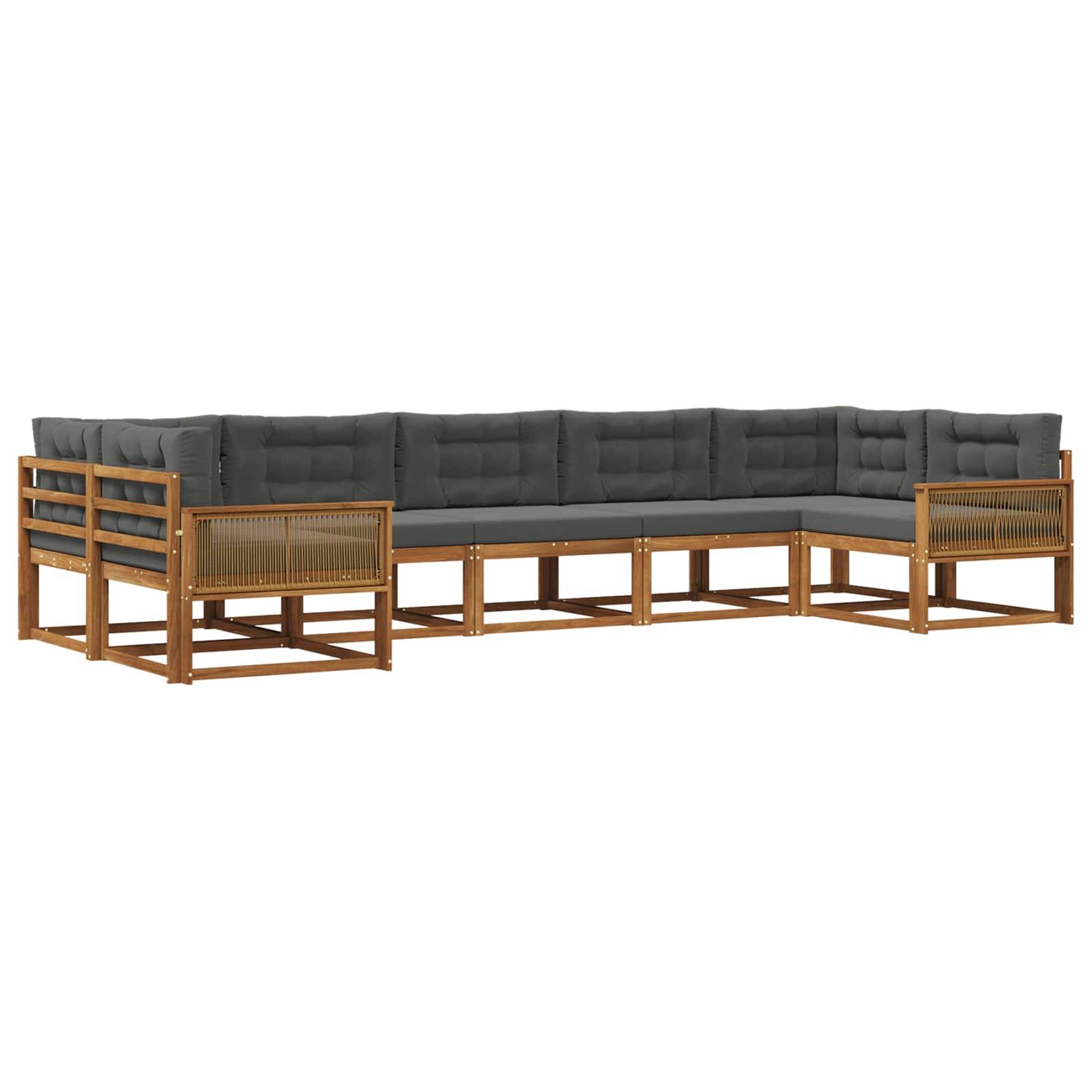 vidaXL Outdoor-Sofagarnitur mit Kissen 7 pcs Natur und Anthrazit