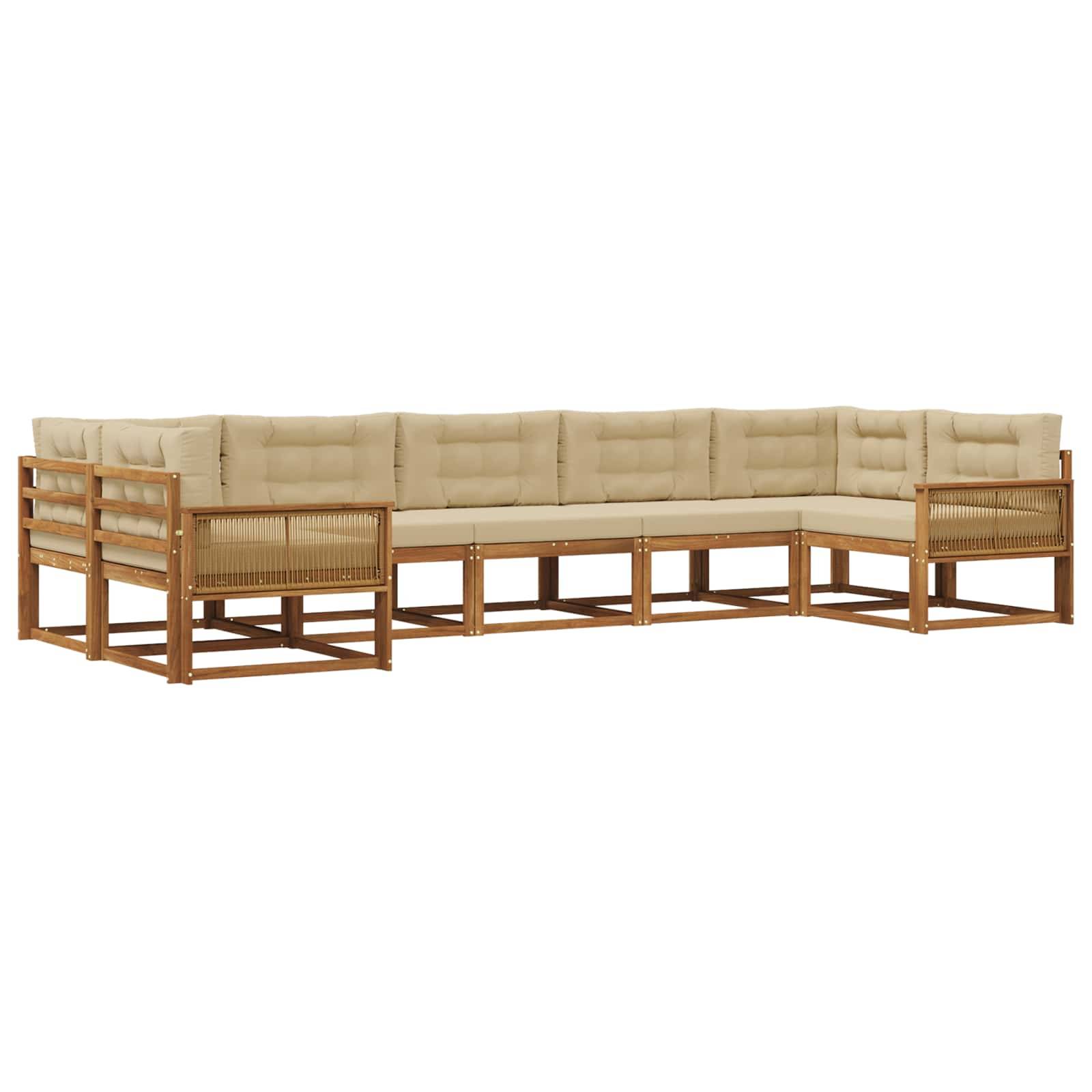 vidaXL Outdoor-Sofagarnitur mit Kissen 7 pcs Natur und Beige