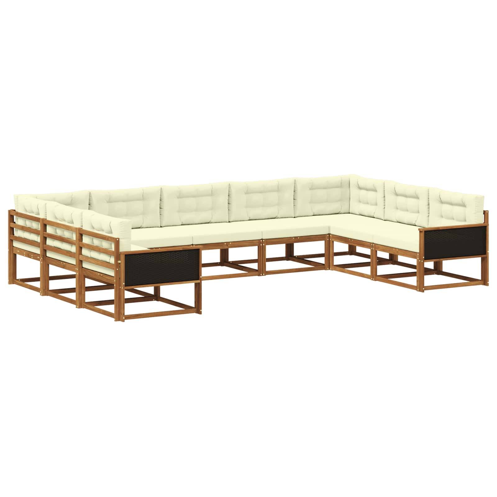 vidaXL Outdoor-Sofagarnitur mit Kissen 9 pcs Natur und Creme