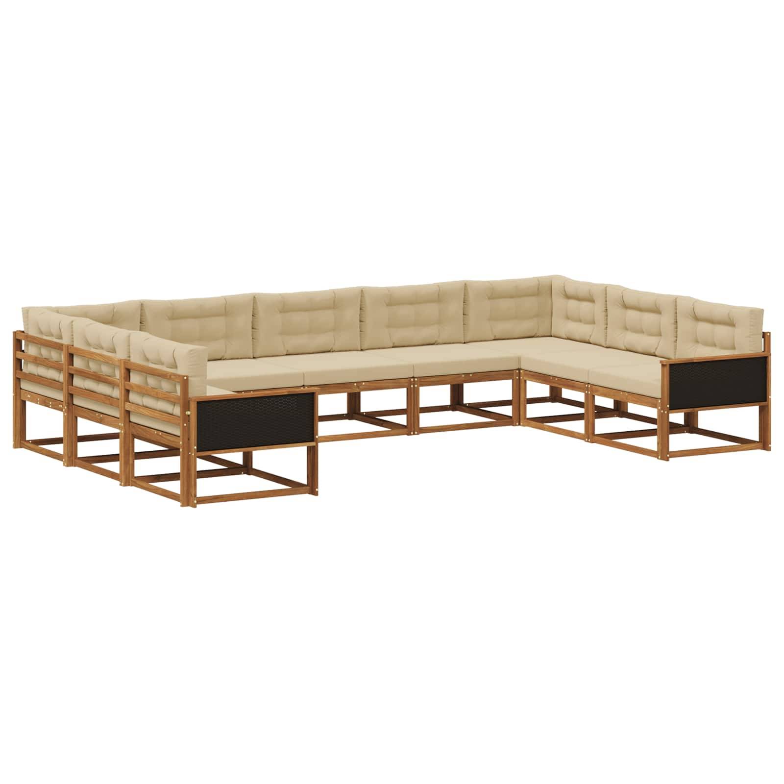 vidaXL Outdoor-Sofagarnitur mit Kissen 9 pcs Natur und Beige