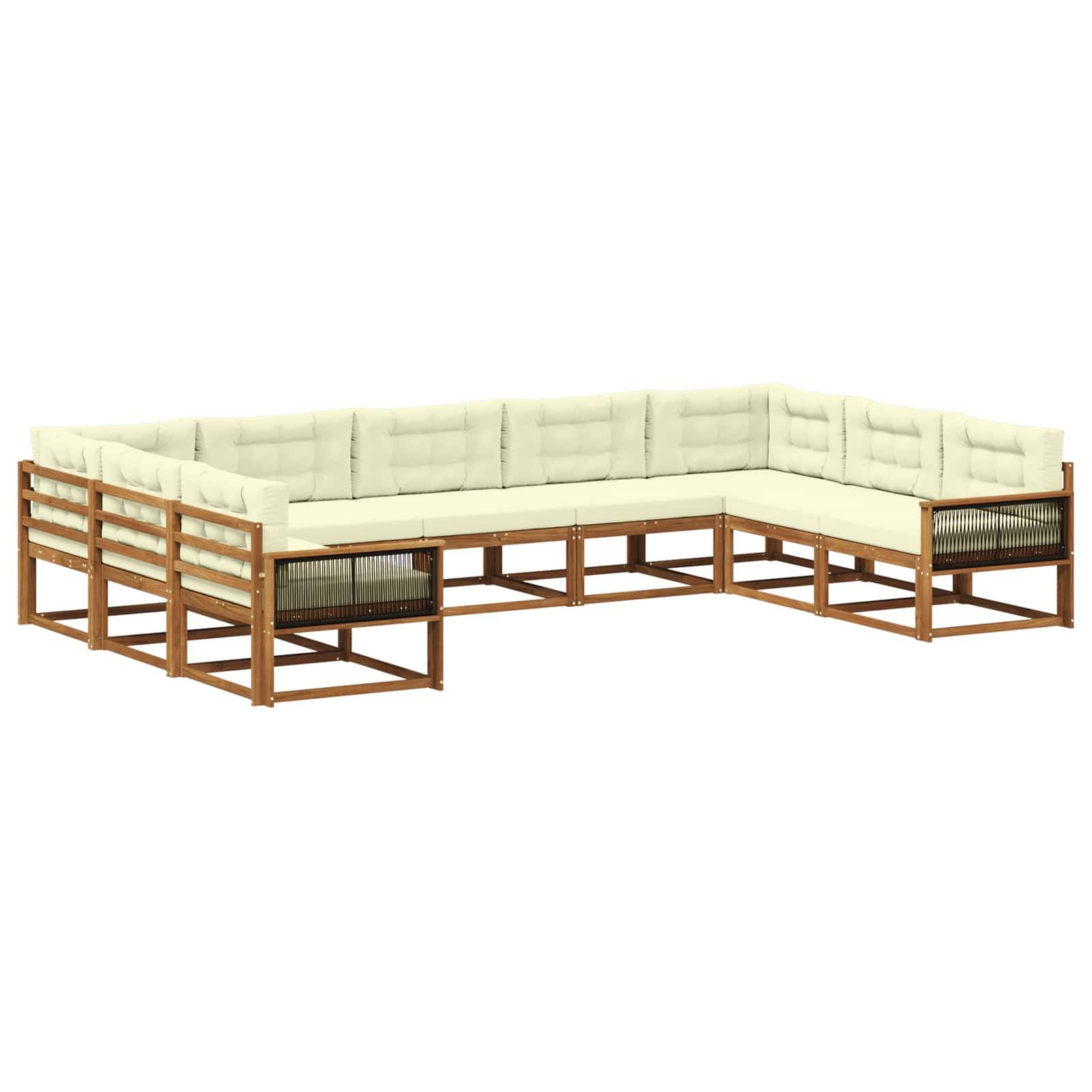 vidaXL Outdoor-Sofagarnitur mit Kissen 9 pcs Natur und Creme