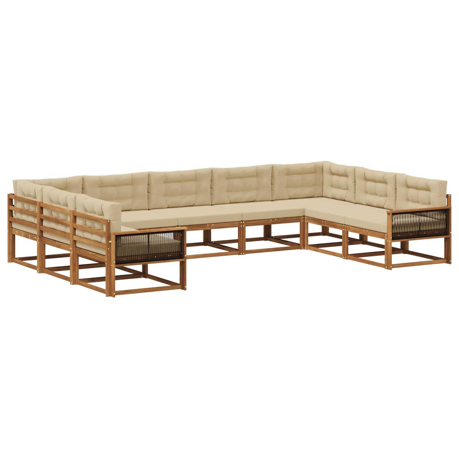 vidaXL Outdoor-Sofagarnitur mit Kissen 9 pcs Natur und Beige