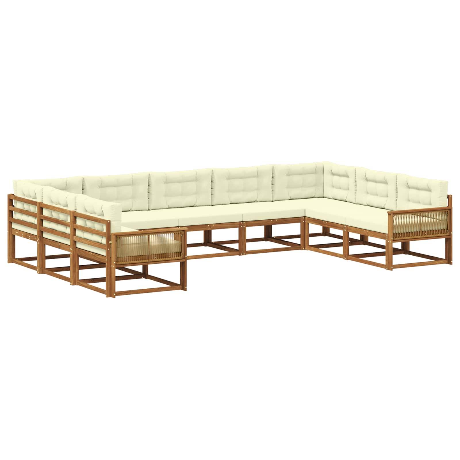 vidaXL Outdoor-Sofagarnitur mit Kissen 9 pcs Natur und Creme