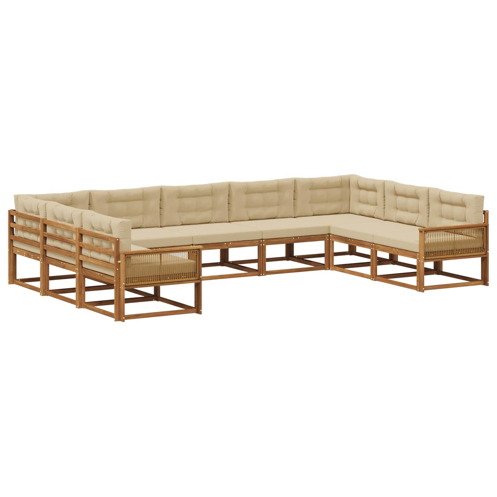 vidaXL Outdoor-Sofagarnitur mit Kissen 9 pcs Natur und Beige
