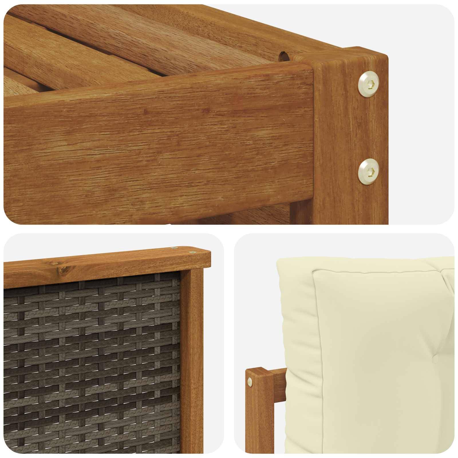 vidaXL Outdoor-Sofagarnitur mit Kissen 6 pcs Natur und Creme