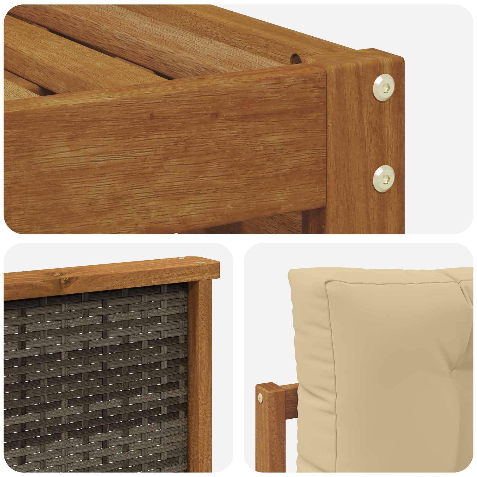 vidaXL Outdoor-Sofagarnitur Natur und Beige 249,5 x 162,5 x 73 cm