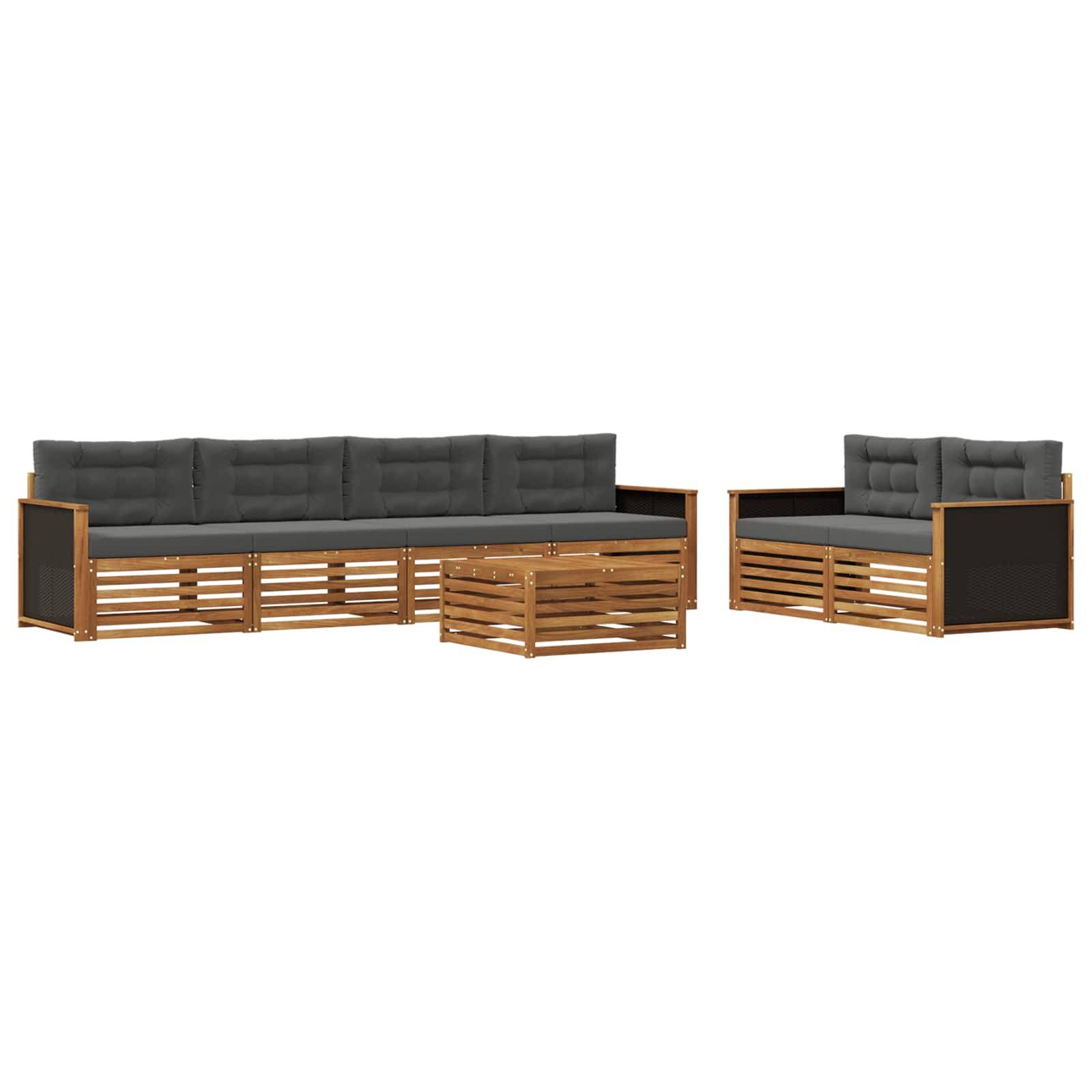 vidaXL Outdoor-Sofagarnitur 7 pcs Natur und Anthrazit Polyester