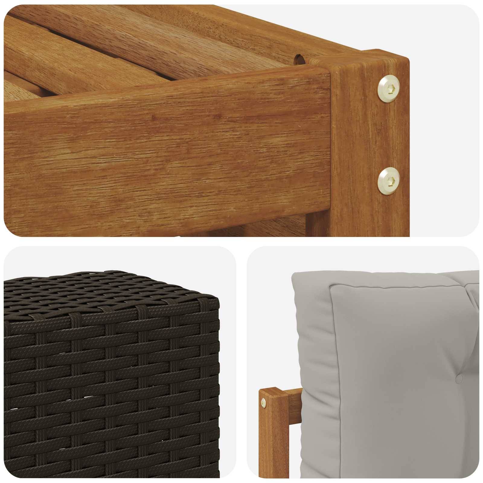 vidaXL Outdoor-Sofagarnitur 9 pcs Natürlich und Hellgrau Polyester