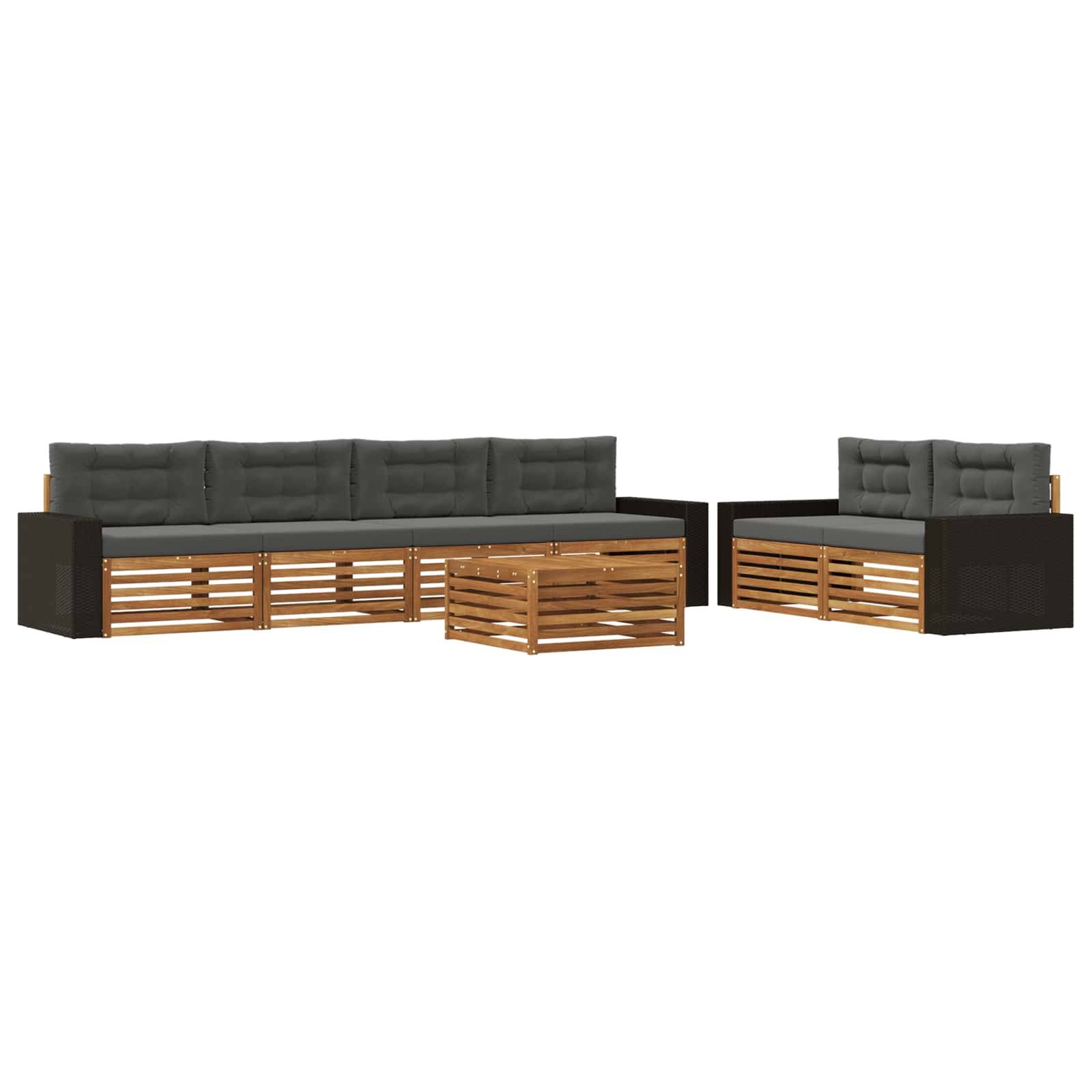 vidaXL Outdoor-Sofagarnitur 7 pcs Natur und Anthrazit Polyester