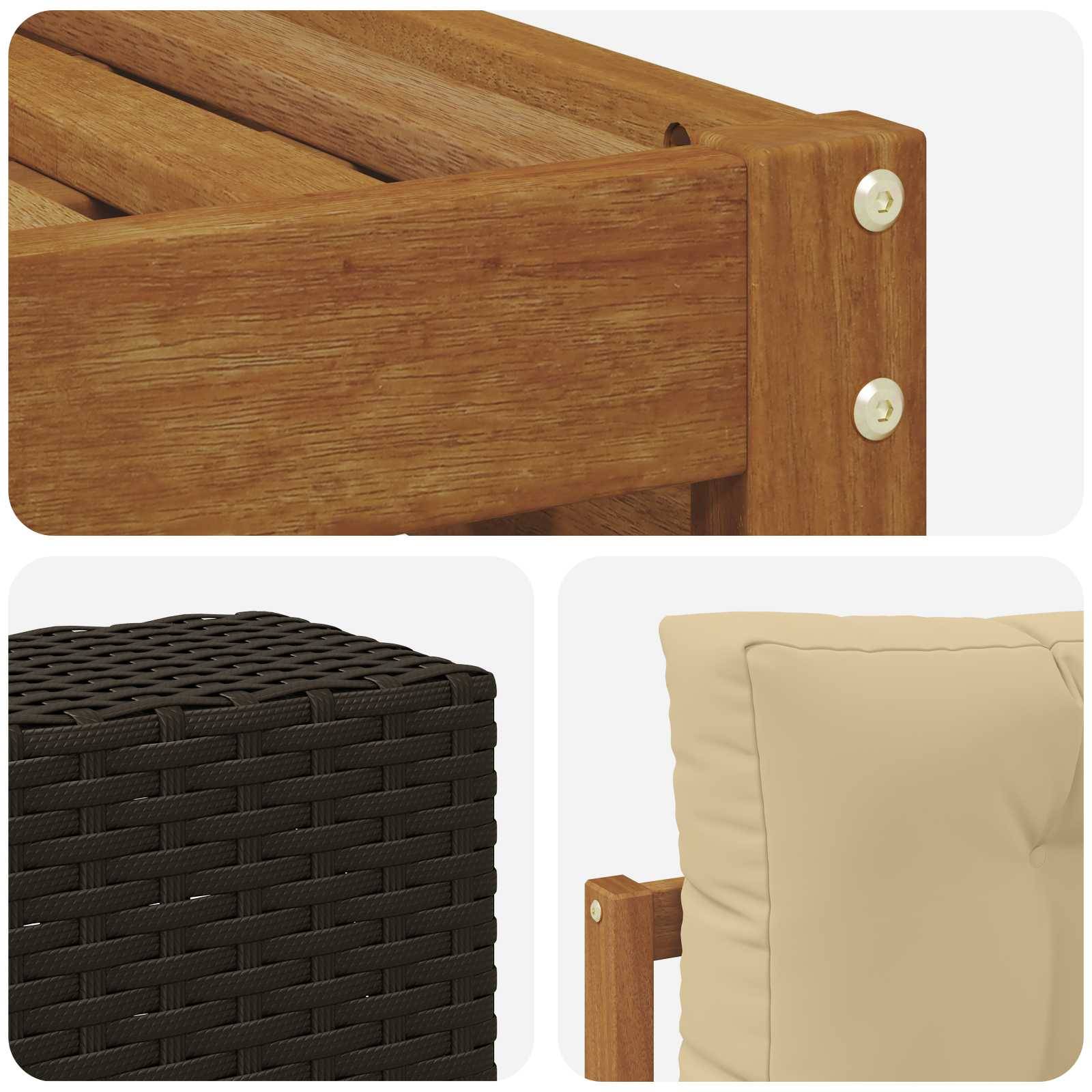 vidaXL Outdoor-Sofagarnitur mit Kissen 7 pcs Natur und Beige Polyester