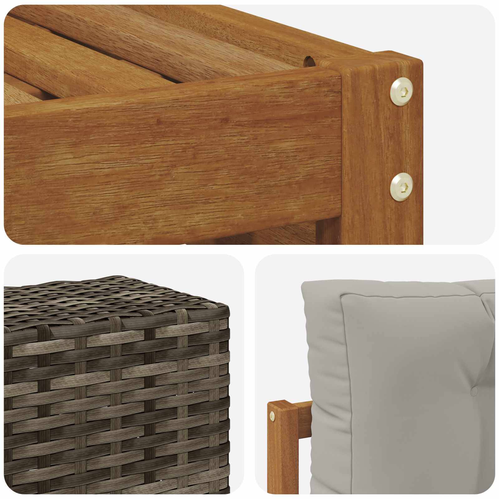 vidaXL Outdoor-Sofagarnitur 5 pcs Natürlich und Hellgrau Polyester