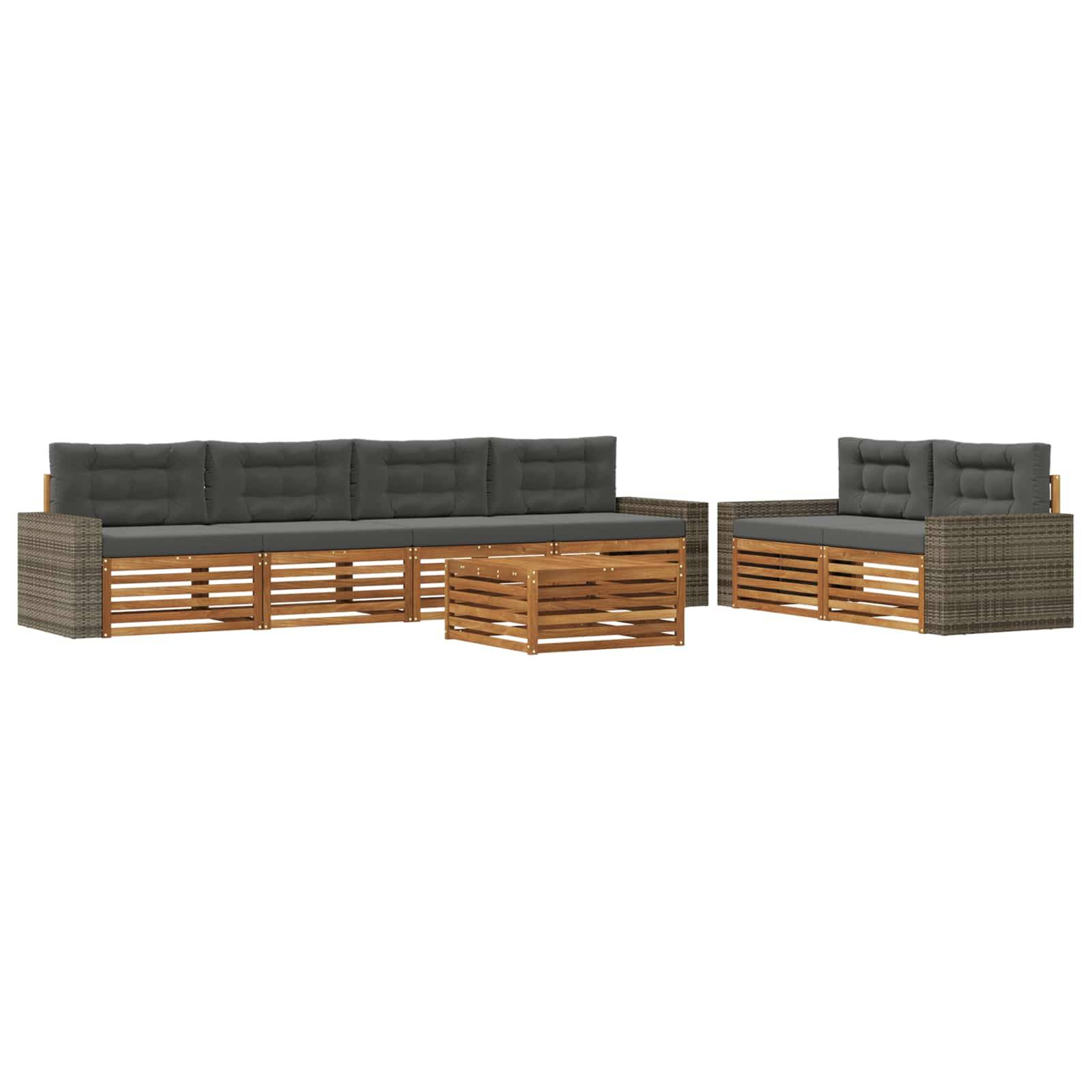 vidaXL Outdoor-Sofagarnitur 7 pcs Natur und Anthrazit Polyester