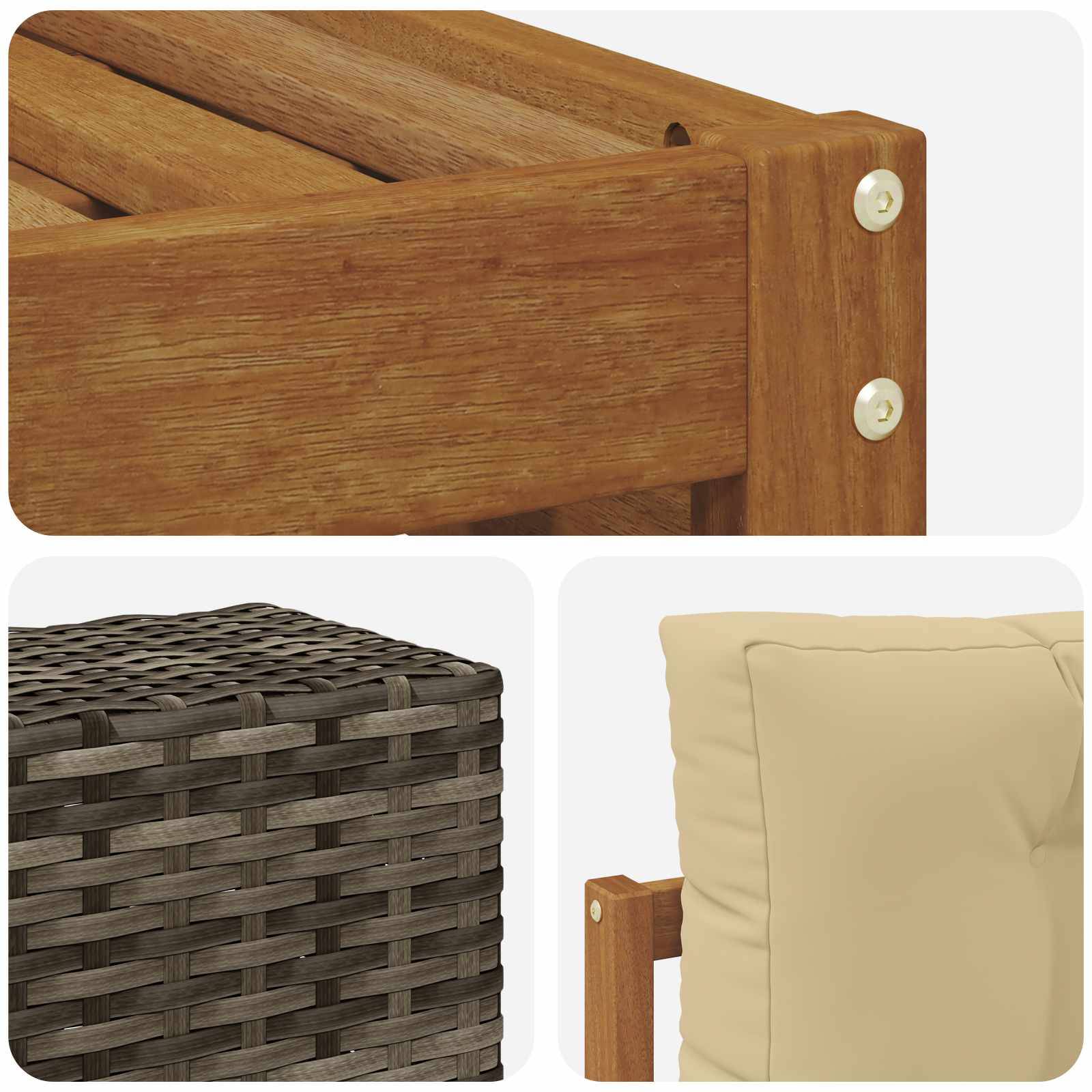 vidaXL Outdoor-Sofagarnitur mit Kissen 7 pcs Natur und Beige Polyester