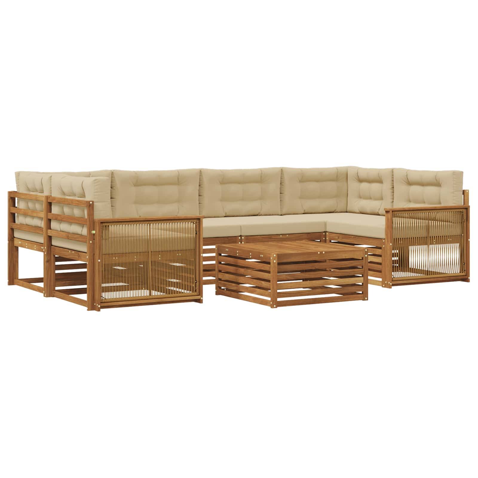 vidaXL Outdoor-Sofagarnitur mit Kissen 7 pcs Natur und Beige