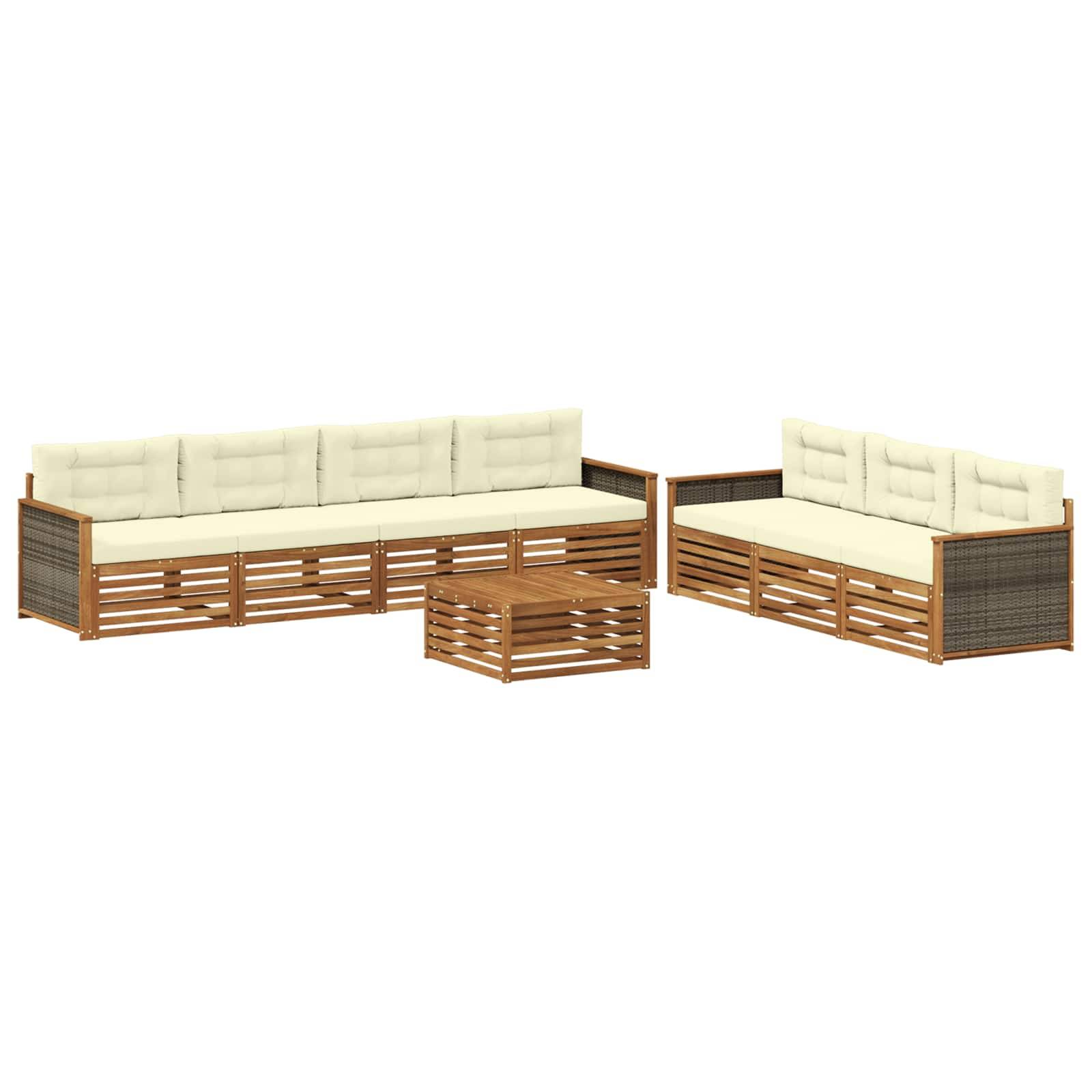 vidaXL Outdoor-Sofagarnitur mit Kissen 8 pcs Natur und Creme