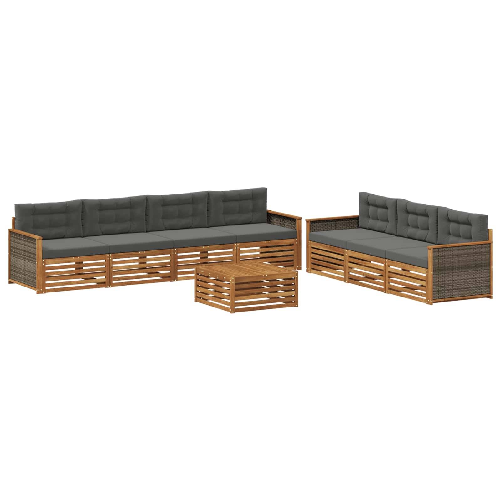 vidaXL Outdoor-Sofagarnitur mit Kissen 8 pcs Natur und Anthrazit