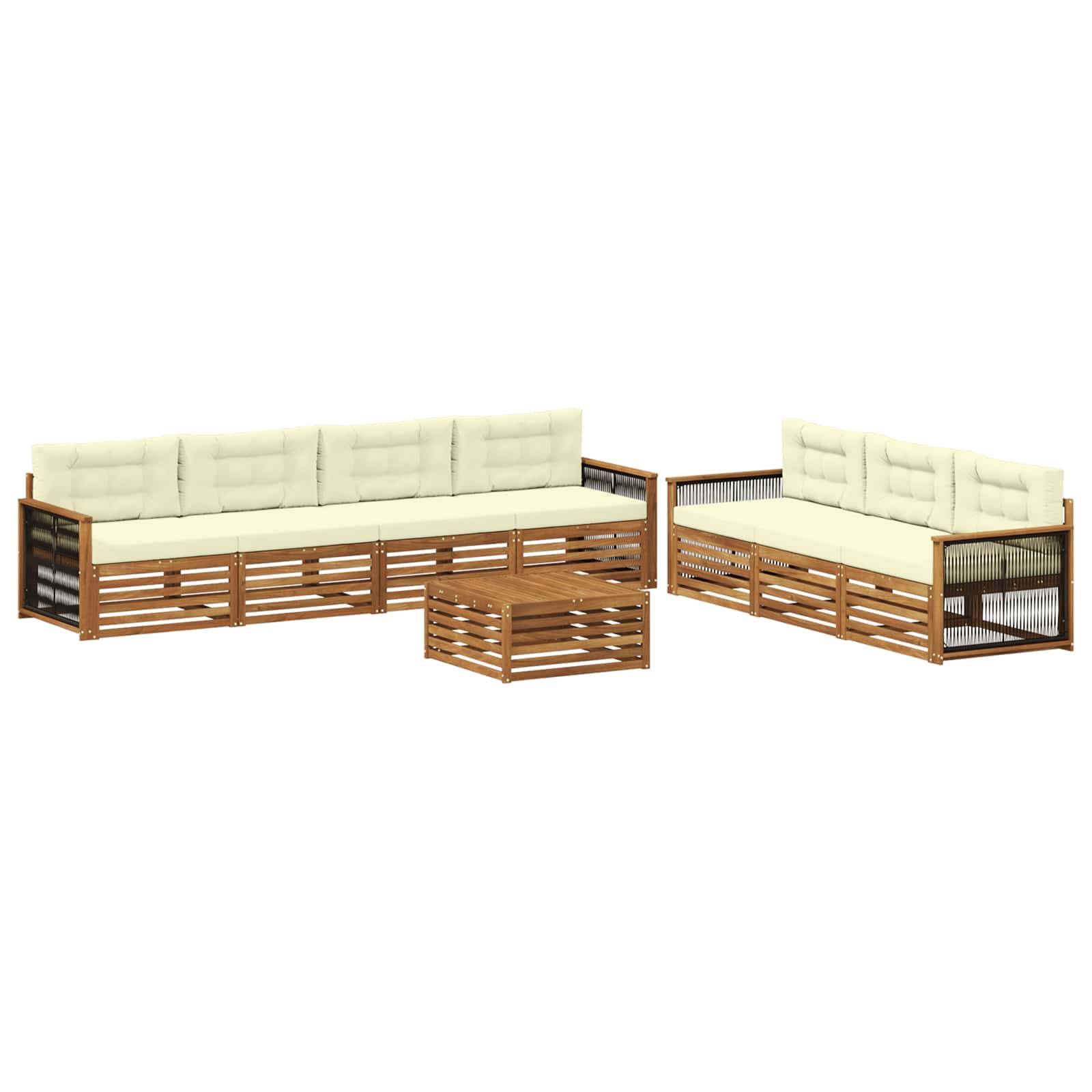 vidaXL Outdoor-Sofagarnitur mit Kissen 8 pcs Natur und Creme