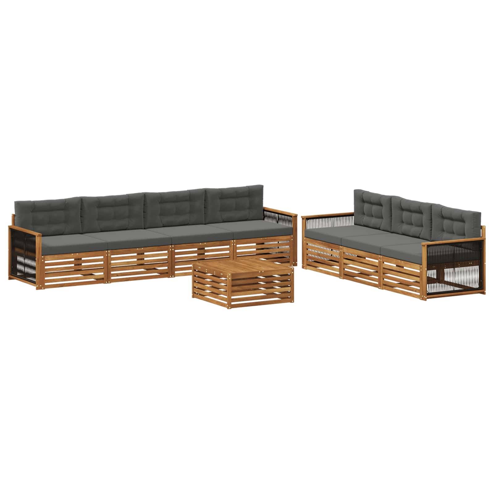 vidaXL Outdoor-Sofagarnitur mit Kissen 8 pcs Natur und Anthrazit