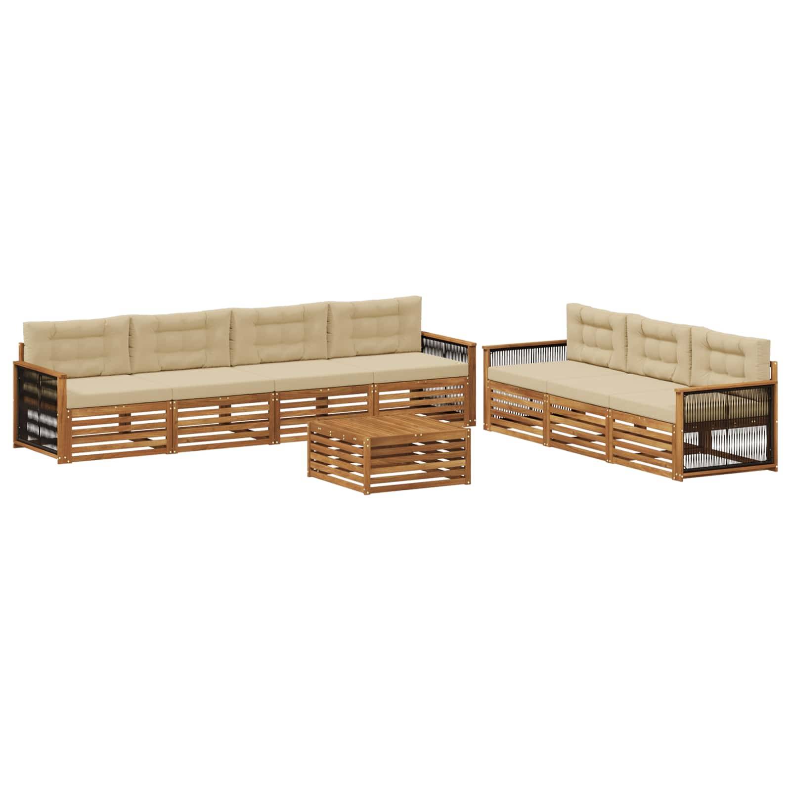 vidaXL Outdoor-Sofagarnitur mit Kissen 8 pcs Natur und Beige