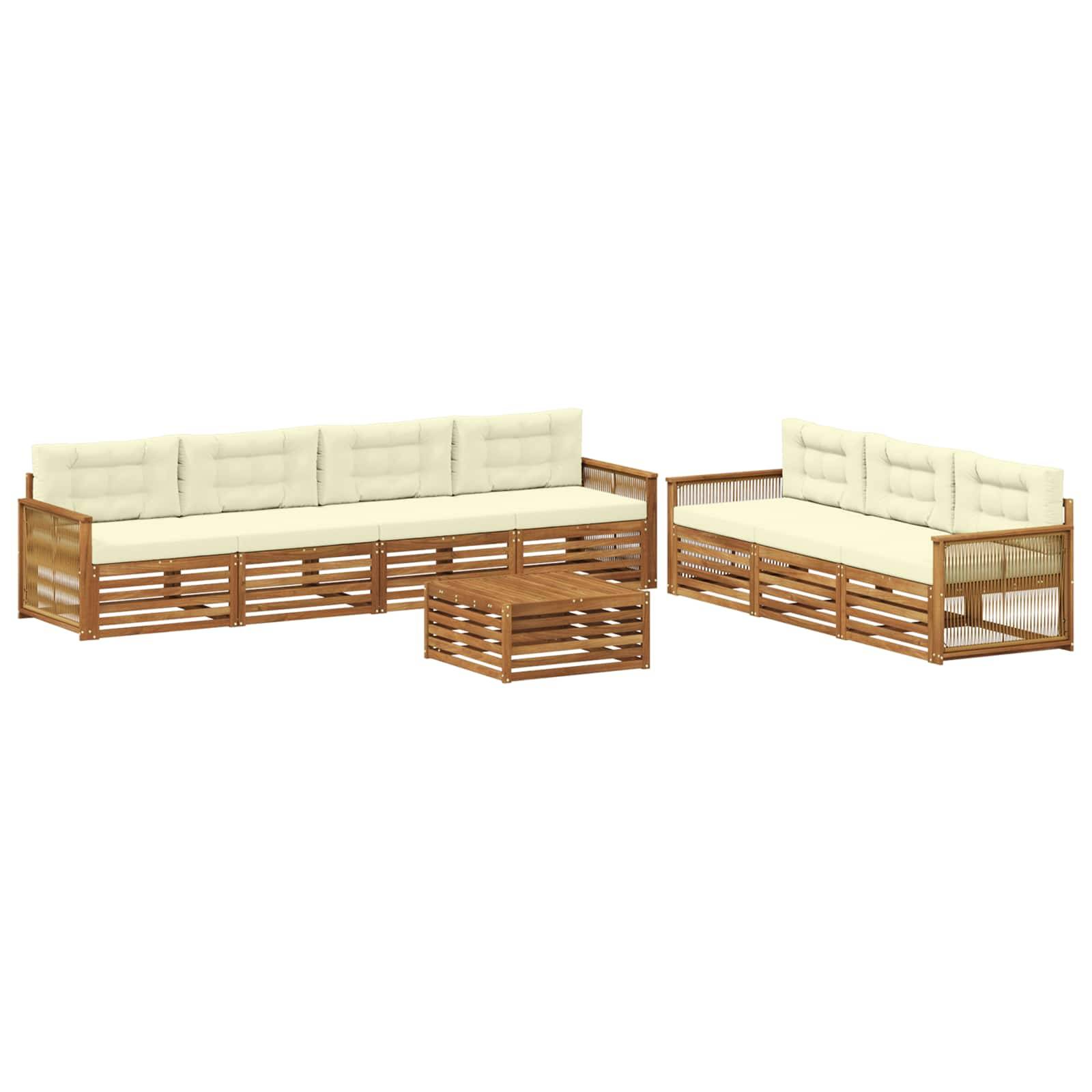 vidaXL Outdoor-Sofagarnitur mit Kissen 8 pcs Natur und Creme