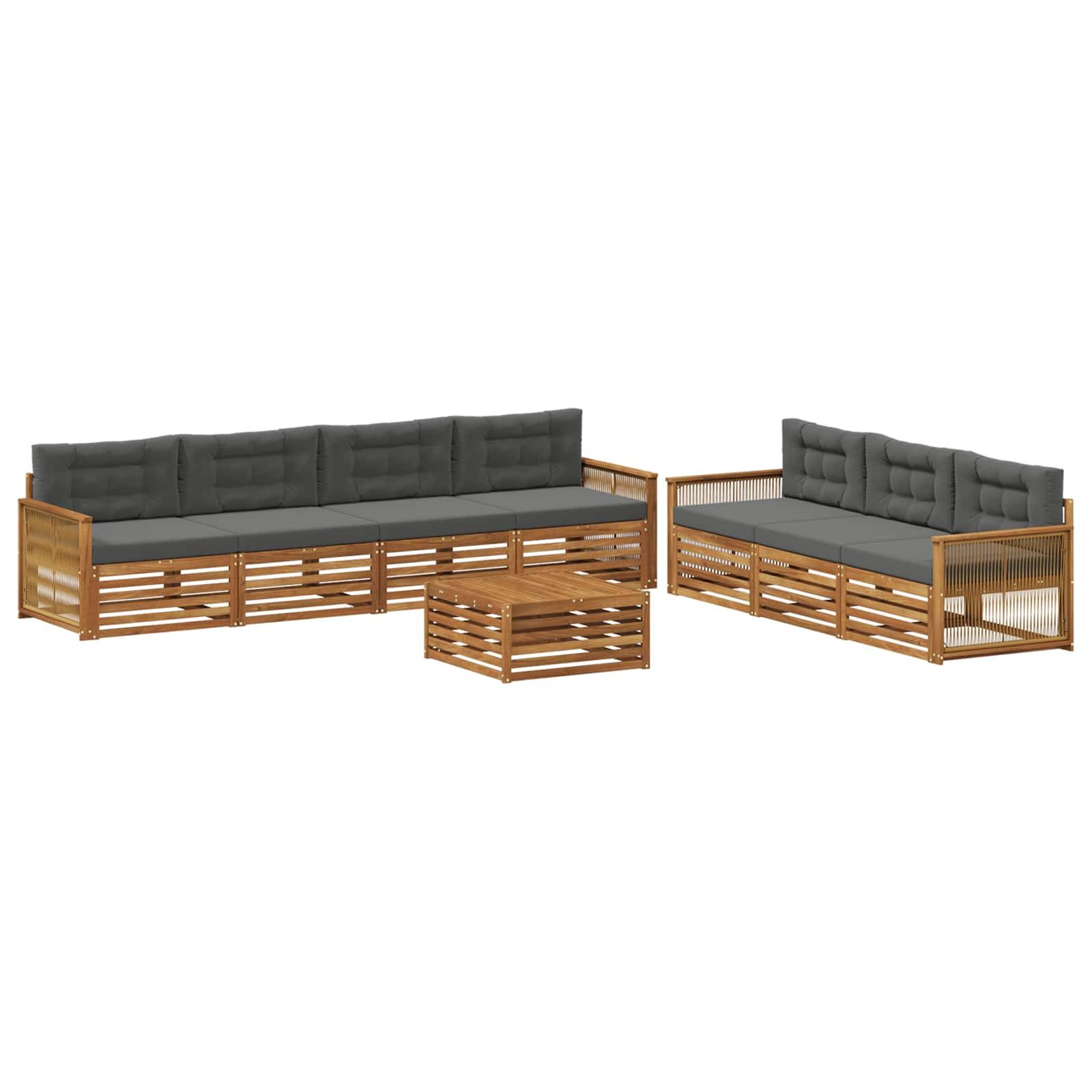 vidaXL Outdoor-Sofagarnitur mit Kissen 8 pcs Natur und Anthrazit