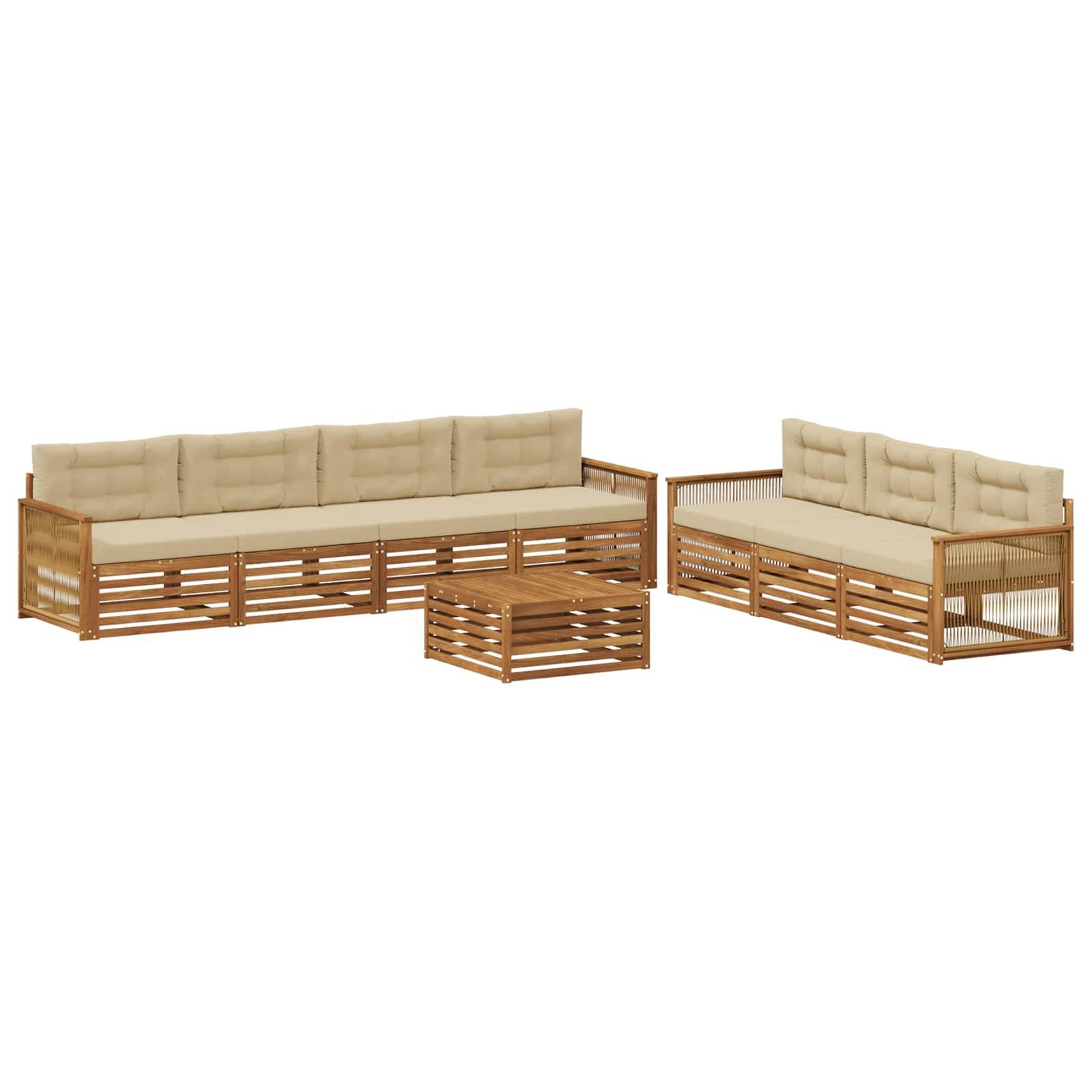 vidaXL Outdoor-Sofagarnitur mit Kissen 8 pcs Natur und Beige