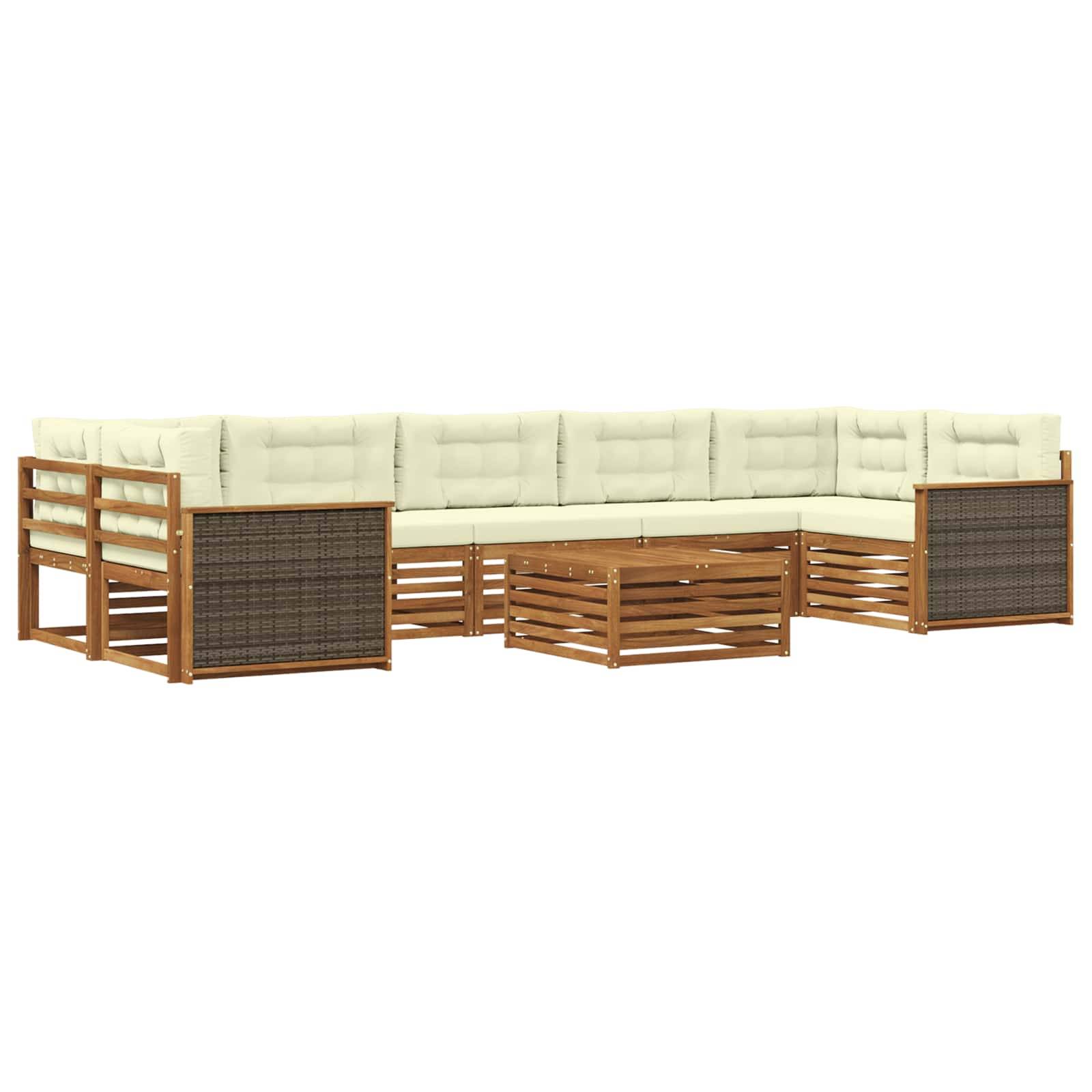 vidaXL Outdoor-Sofagarnitur mit Kissen 8 pcs Natur und Creme