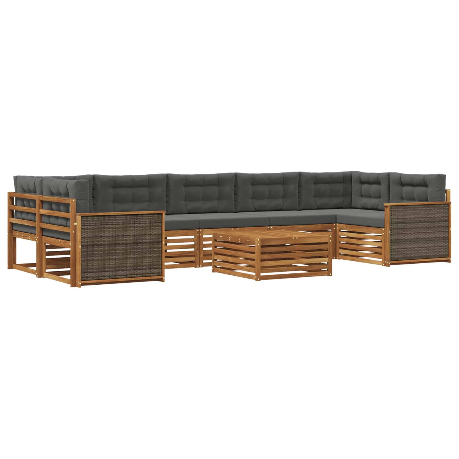 vidaXL Outdoor-Sofagarnitur mit Kissen 8 pcs Natur und Anthrazit