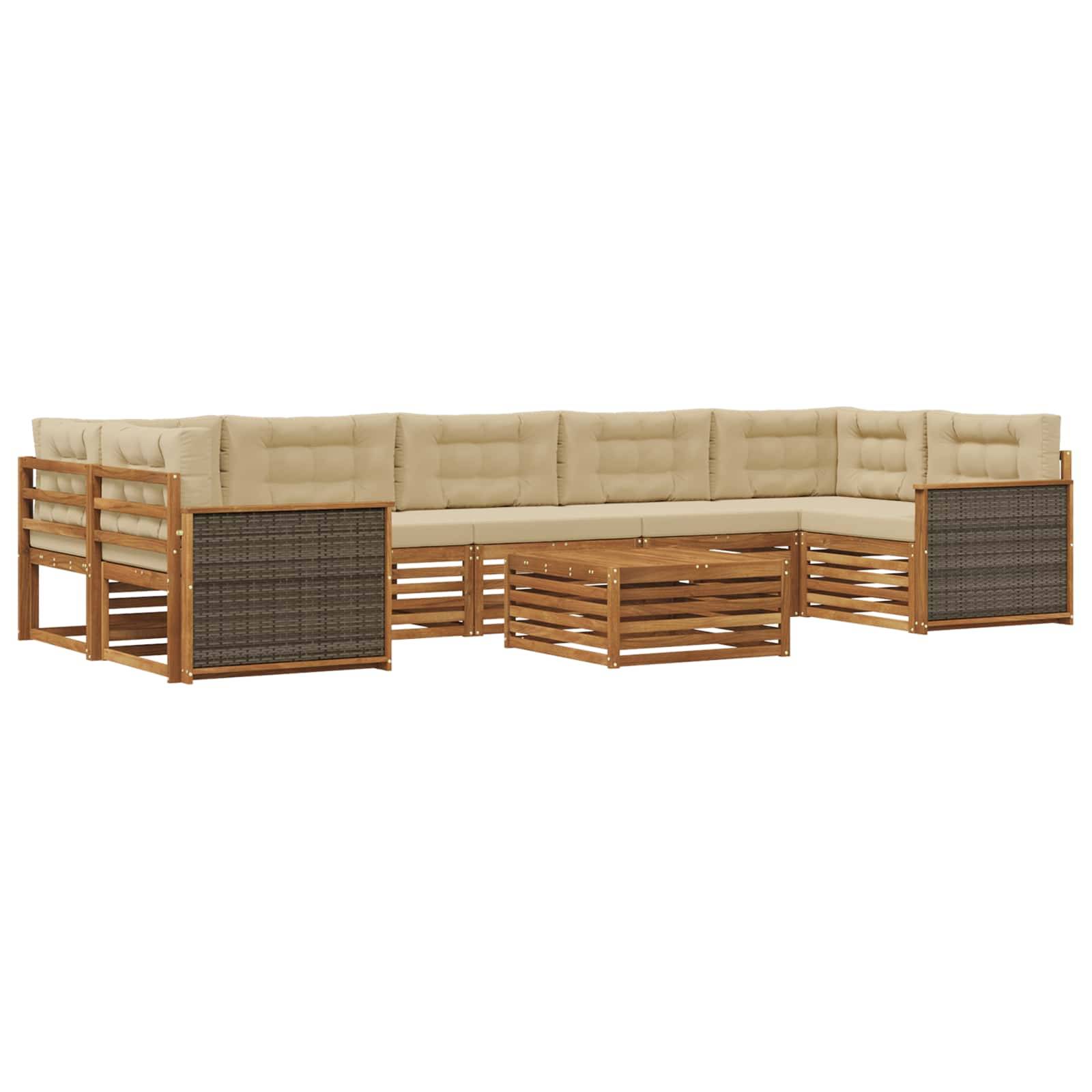 vidaXL Outdoor-Sofagarnitur mit Kissen 8 pcs Natur und Beige