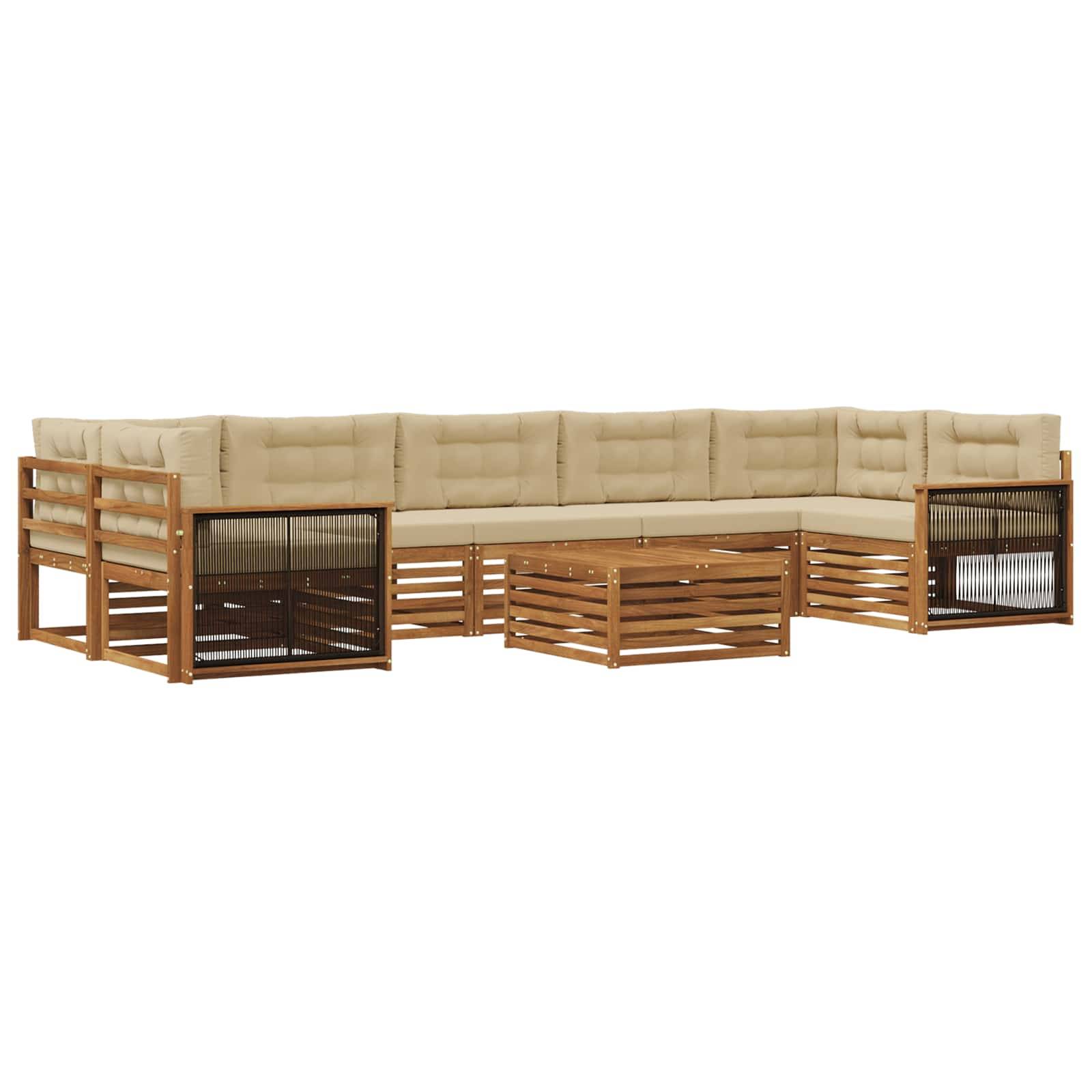 vidaXL Outdoor-Sofagarnitur mit Kissen 8 pcs Natur und Beige