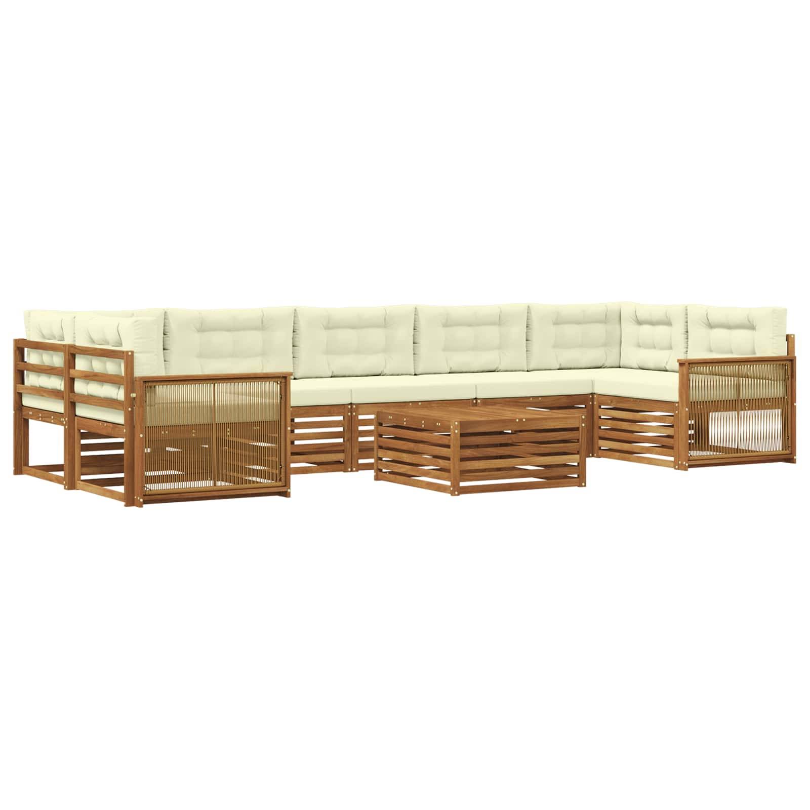 vidaXL Outdoor-Sofagarnitur mit Kissen 8 pcs Natur und Creme