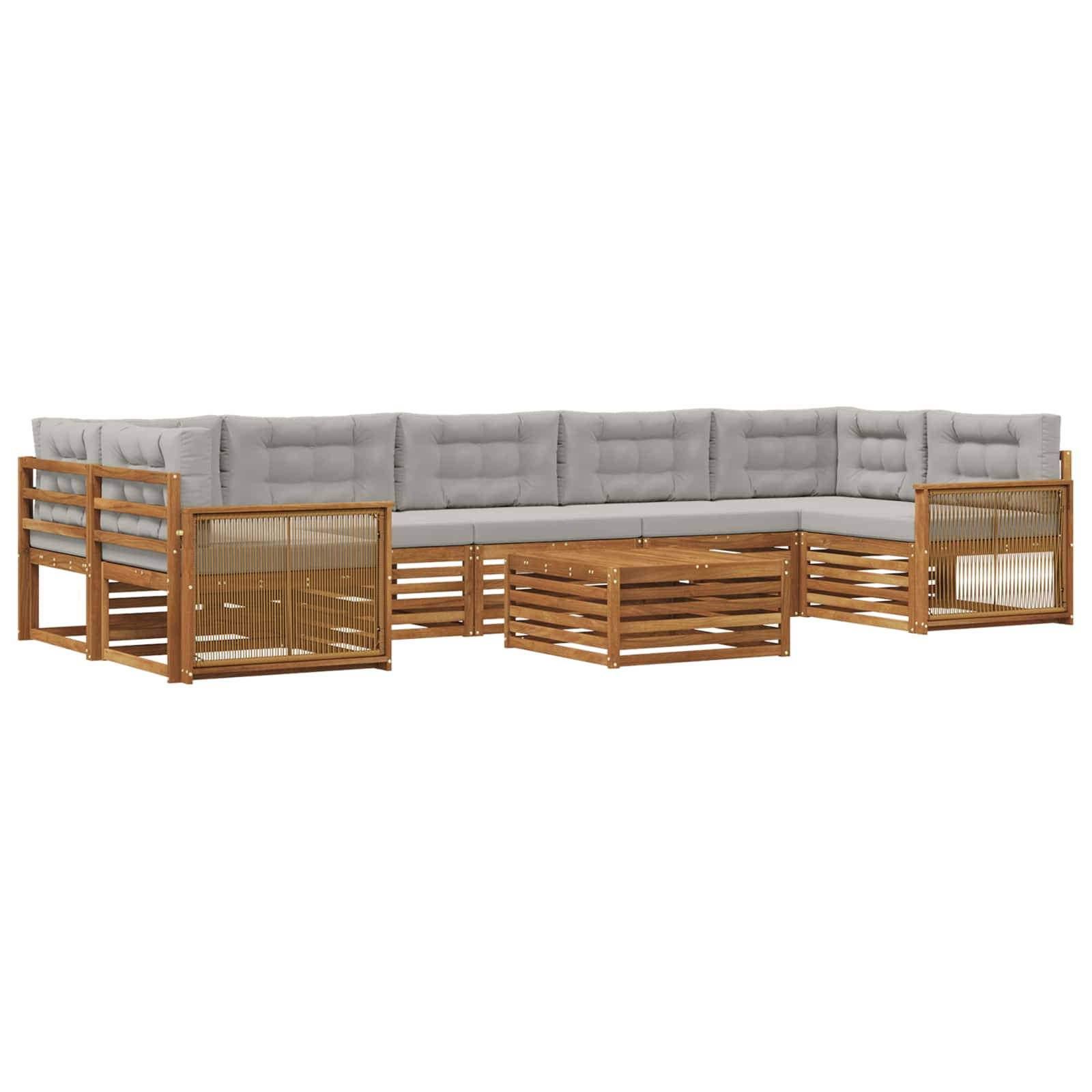 vidaXL Outdoor-Sofagarnitur mit Kissen 8 pcs Natürlich und Hellgrau