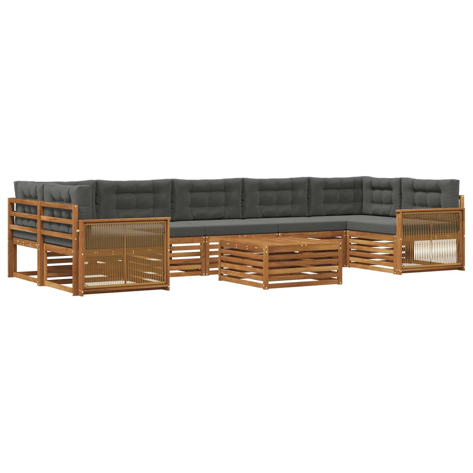 vidaXL Outdoor-Sofagarnitur mit Kissen 8 pcs Natur und Anthrazit