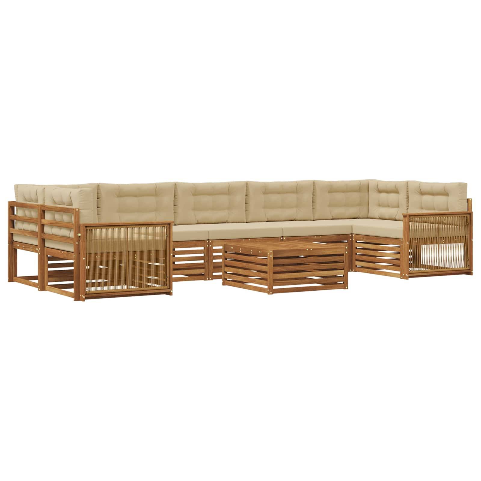 vidaXL Outdoor-Sofagarnitur mit Kissen 8 pcs Natur und Beige