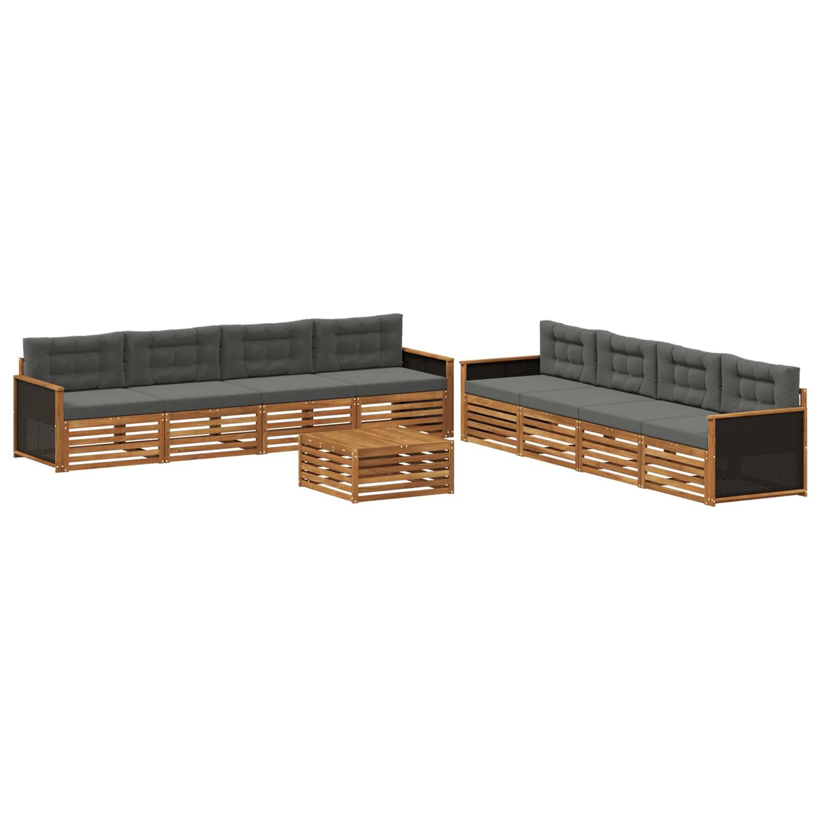 vidaXL Outdoor-Sofagarnitur 9 pcs Natur und Anthrazit Polyester