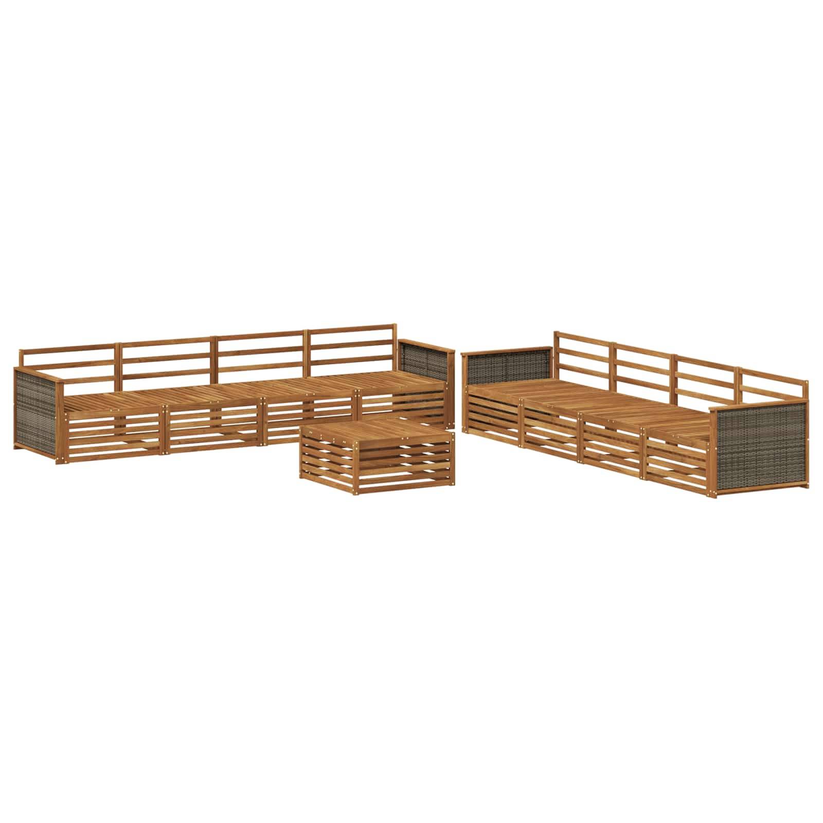 vidaXL Outdoor-Sofagarnitur 9 pcs Natur Massivholz Akazie
