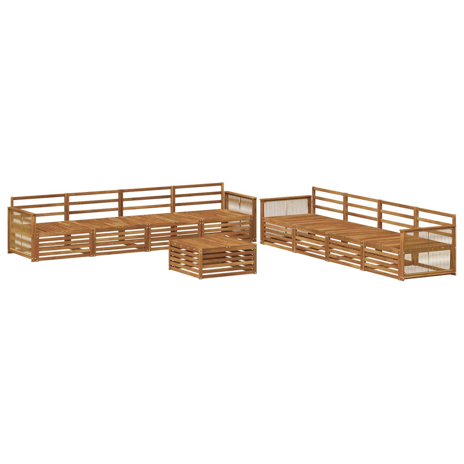 vidaXL Outdoor-Sofagarnitur 9 pcs Natur Massivholz Akazie