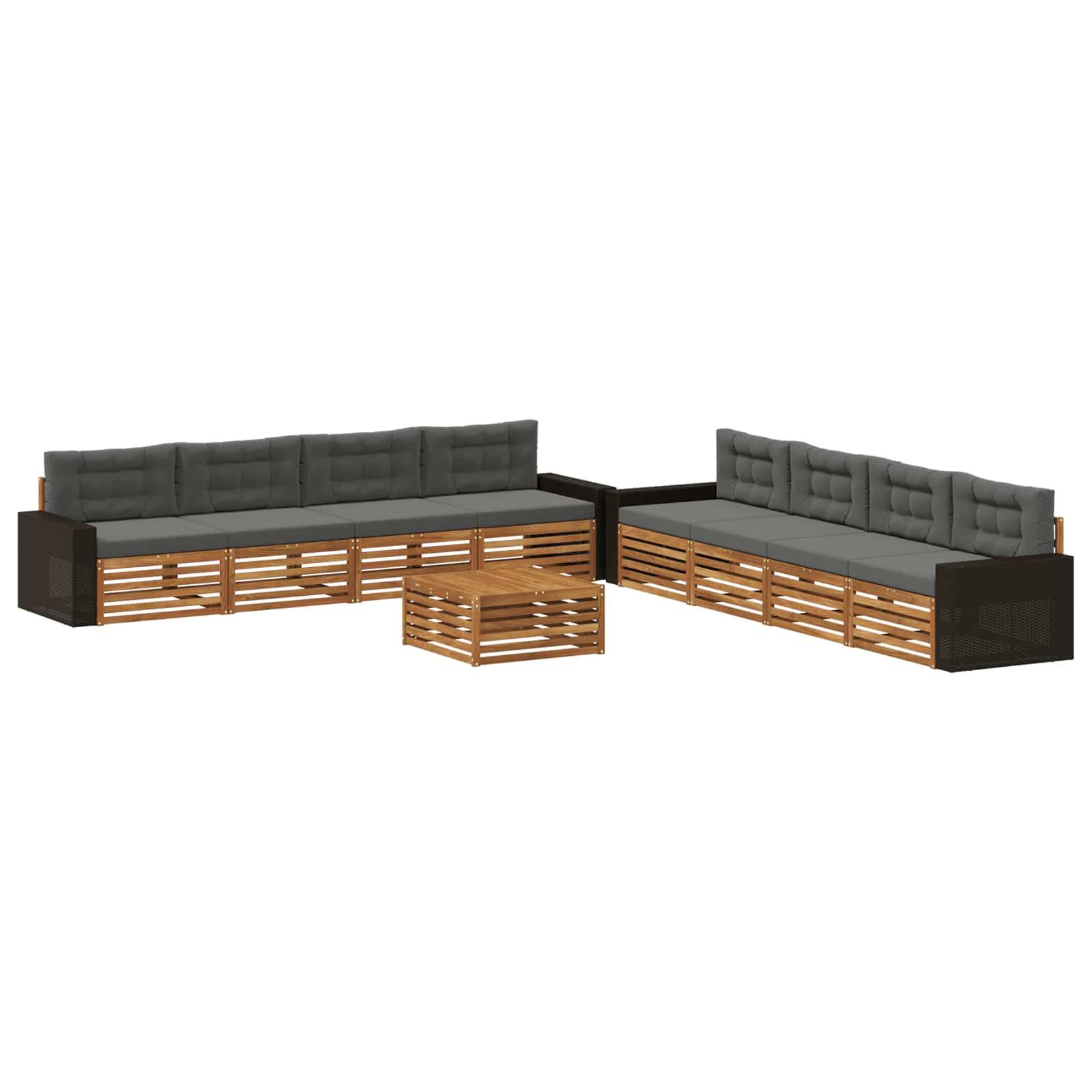 vidaXL Outdoor-Sofagarnitur 9 pcs Natur und Anthrazit Polyester