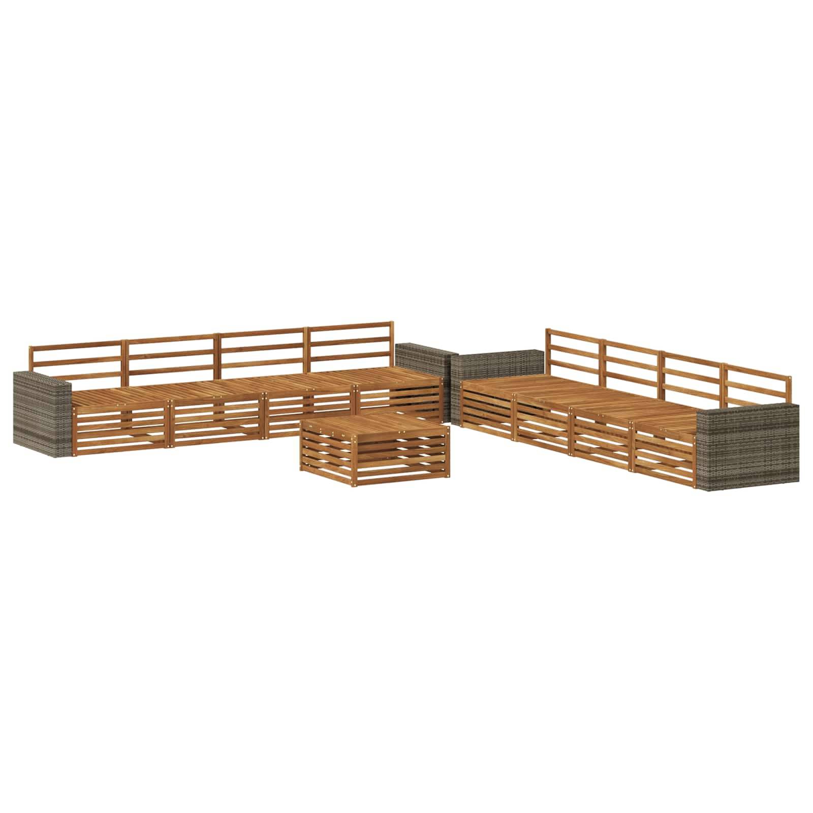 vidaXL Outdoor-Sofagarnitur 9 pcs Natur Massivholz Akazie