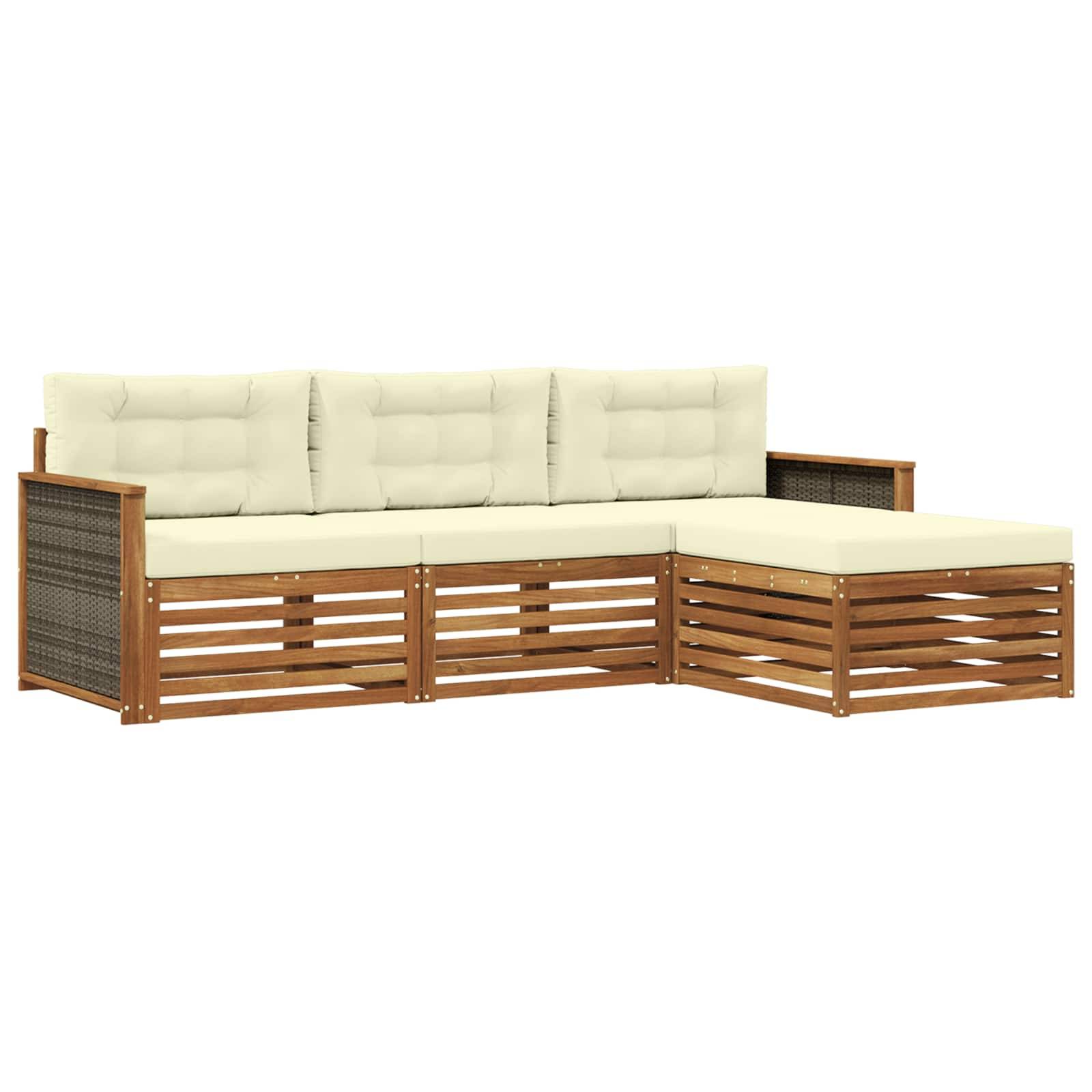 vidaXL Outdoor-Sofagarnitur Natur und Creme 249,5 x 162,5 x 73 cm