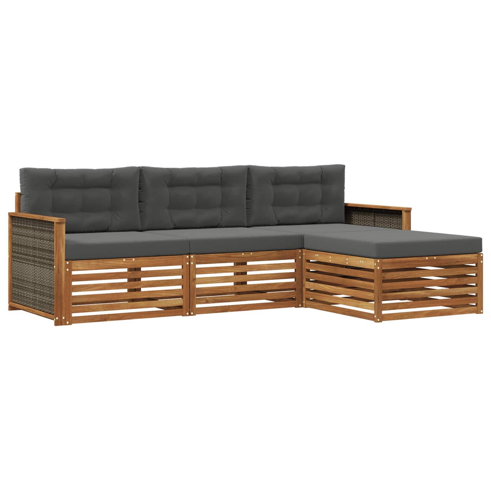vidaXL Outdoor-Sofagarnitur Natur und Anthrazit 249,5 x 162,5 x 73 cm