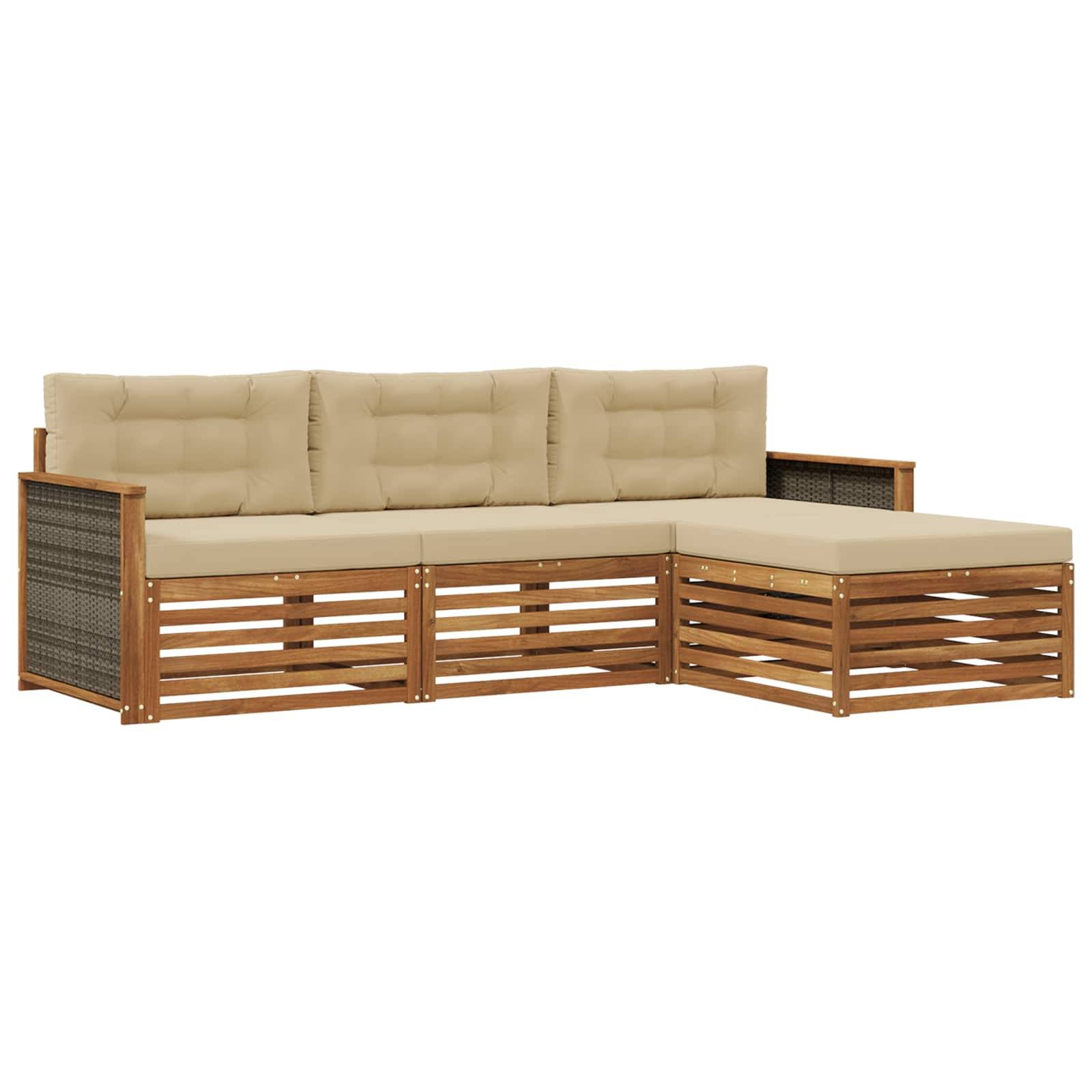 vidaXL Outdoor-Sofagarnitur Natur und Beige 249,5 x 162,5 x 73 cm