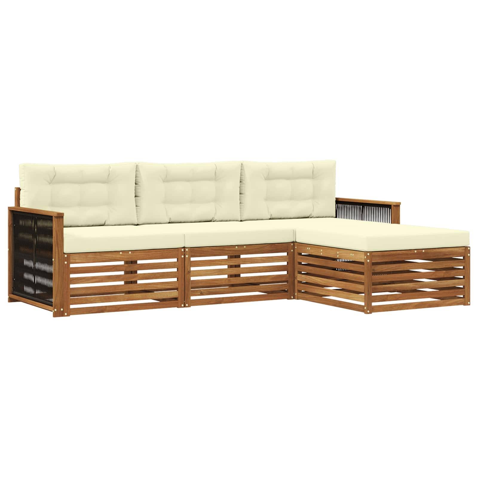 vidaXL Outdoor-Sofagarnitur Natur und Creme 249 x 162,5 x 73 cm